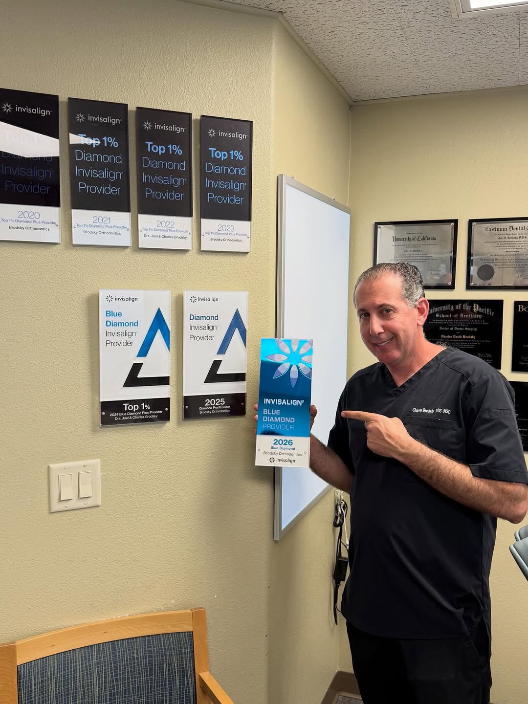 Instagram post by Dr. Joel F. Brodsky, DDS: Proud to be recognized as a 2026 Blue Diamond Invisalign Provider 💎 This distinction places our doctors among the top Invisalign providers …