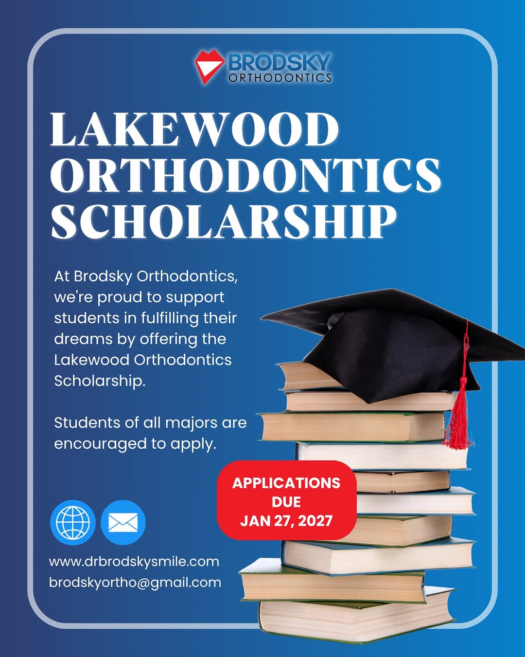 Instagram post by Dr. Joel F. Brodsky, DDS: Hey, students! 🎓 School is just around the corner, which means it’s a great time to start thinking about your goals for the year ahead, inc…