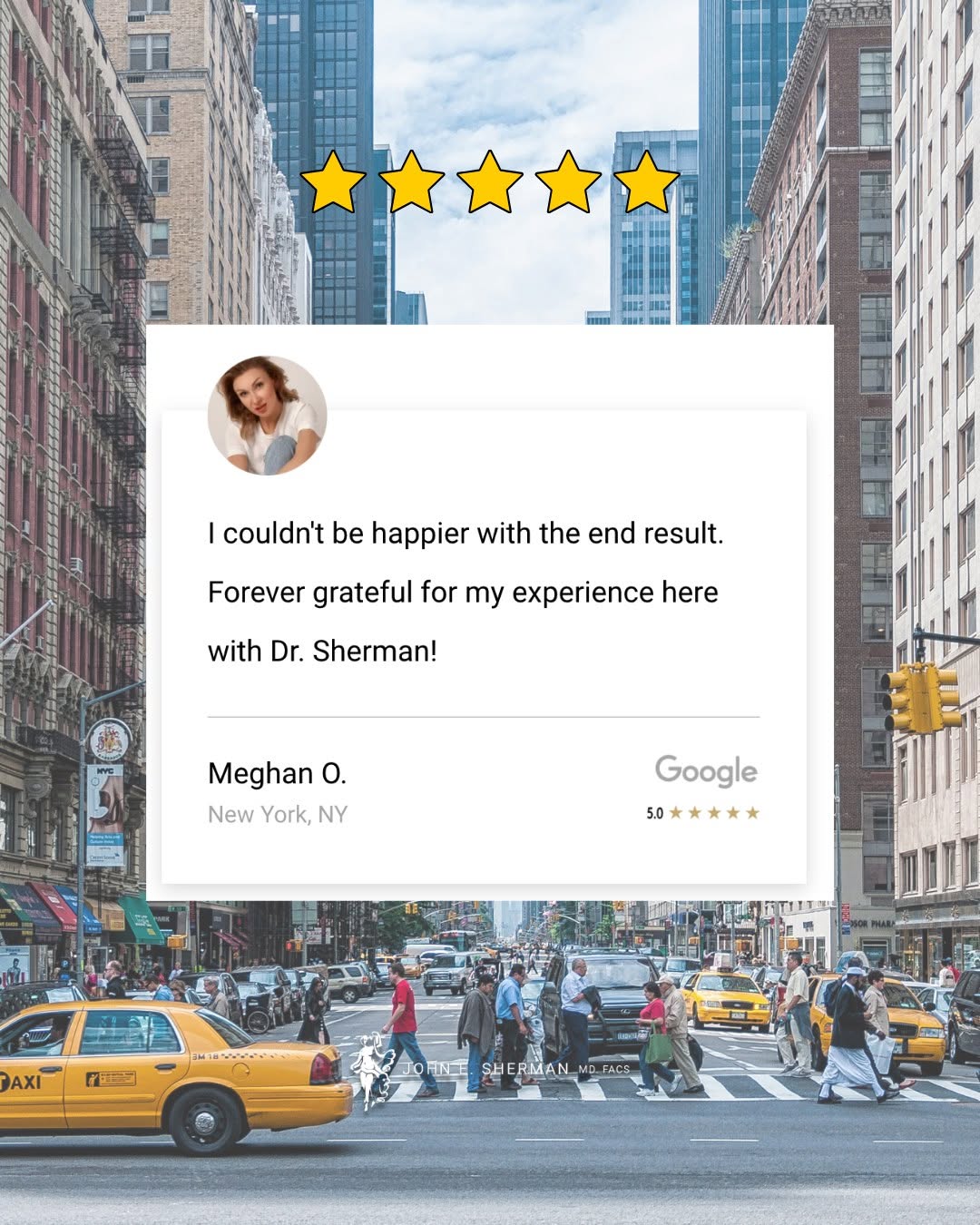 Instagram post by Dr. John E. Sherman: There’s no greater compliment than hearing a patient say they couldn’t be happier with their experience and results. Thank you, Meghan, for …