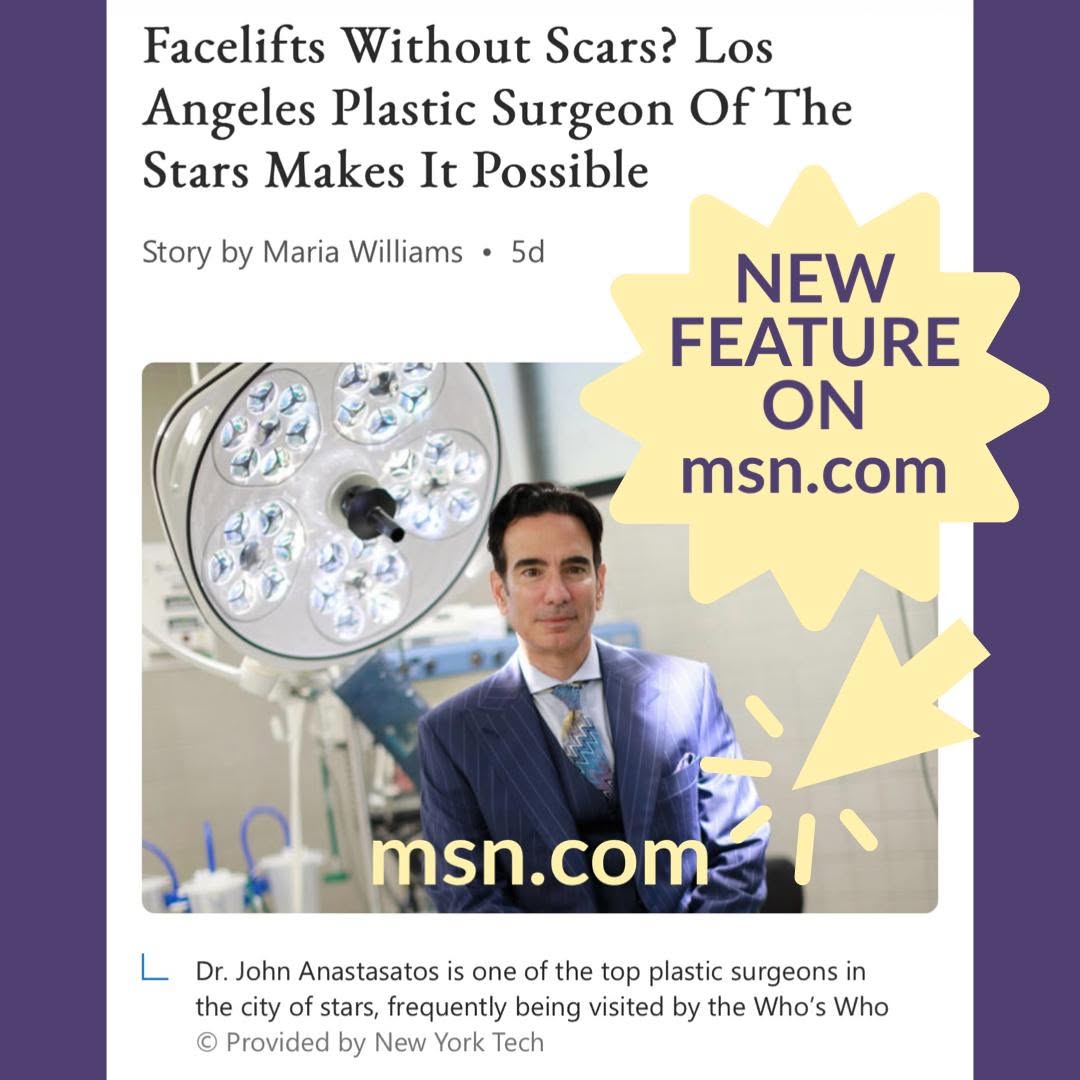 Instagram post by Dr. John M. Anastasatos: Dr. Anastasatos was recently featured on msn.com for his no-scar facelift! Check it out at the link here 👉🏽 https://bit.ly/3SHwWxz