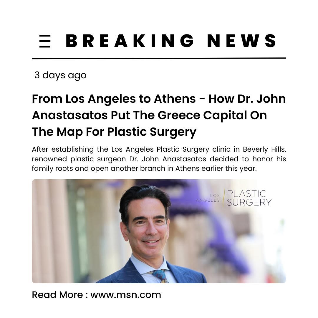 Instagram post by Dr. John M. Anastasatos: 🍾Congratulations, Dr. Anastasatos, for the latest article on msn.com highlighting your impact on Plastic Surgery in Athens. To read the ful…