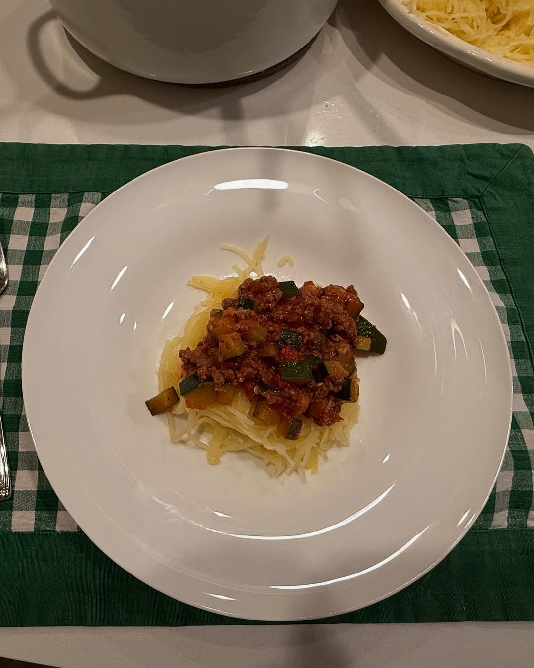 Instagram post by Dr. John Pilcher: Dr. Anz’s Spaghetti Squash No-Pasta Night! Recipe: Cut up and cook 1 zucchini in boiling water until slightly softened. Brown 1 lb ground me…