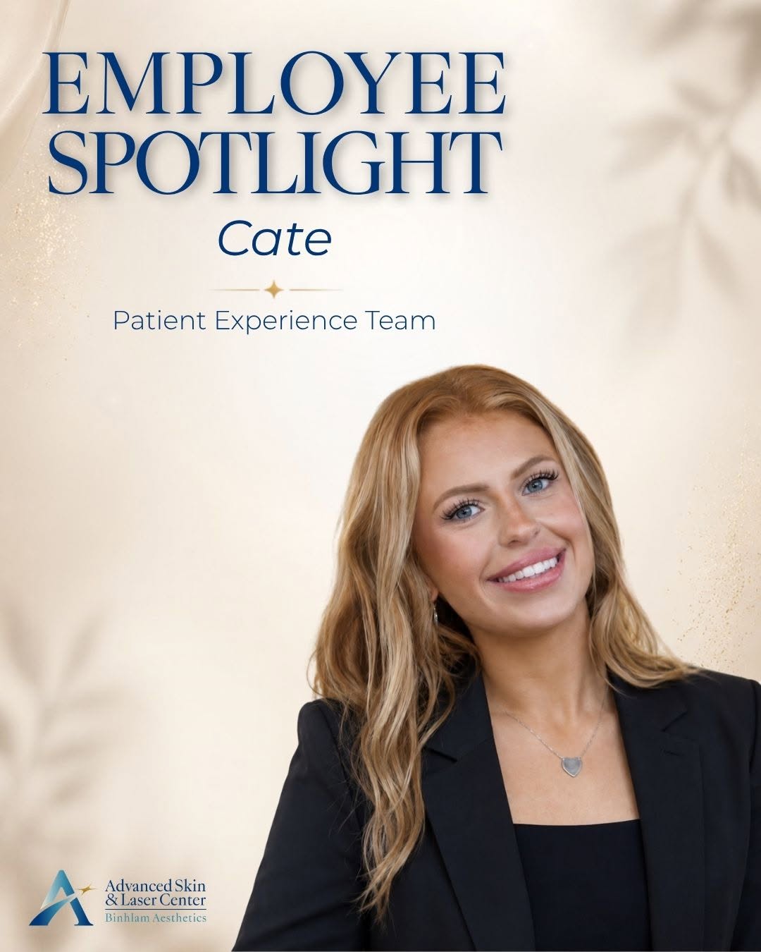 Instagram post by Dr. John Q. Binhlam: ✨September Employee Spotlight✨ Cate - Patient Experience Team Over the past two years, Cate has become a valued and versatile member of our …