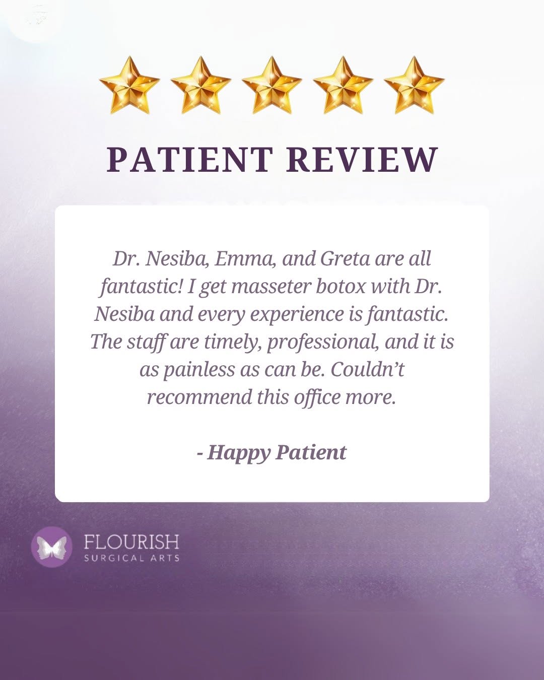 Instagram post by Dr. John R. Nesiba: The best part of what we do? Knowing our patients feel genuinely cared for. 💜 📍 Flourish Surgical Arts, Denver 🌐 flourishsurgicalarts.com…