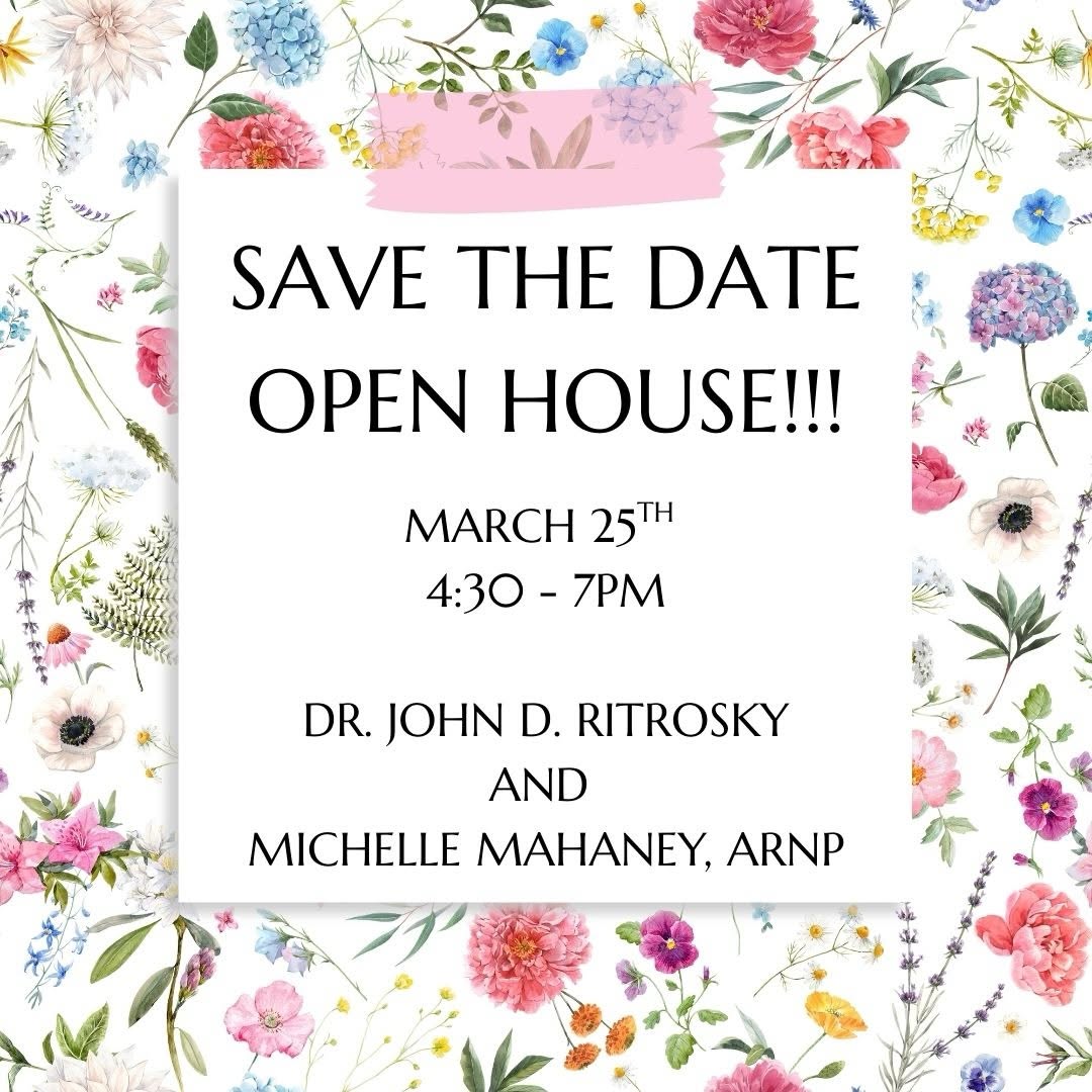 Instagram post by Dr. John Ritrosky: ✨ Save the Date! ✨ You’re invited to our Open House on March 25th | 4:30–7PM 💐 Come mingle, ask questions, and enjoy an evening with Dr. Ri…