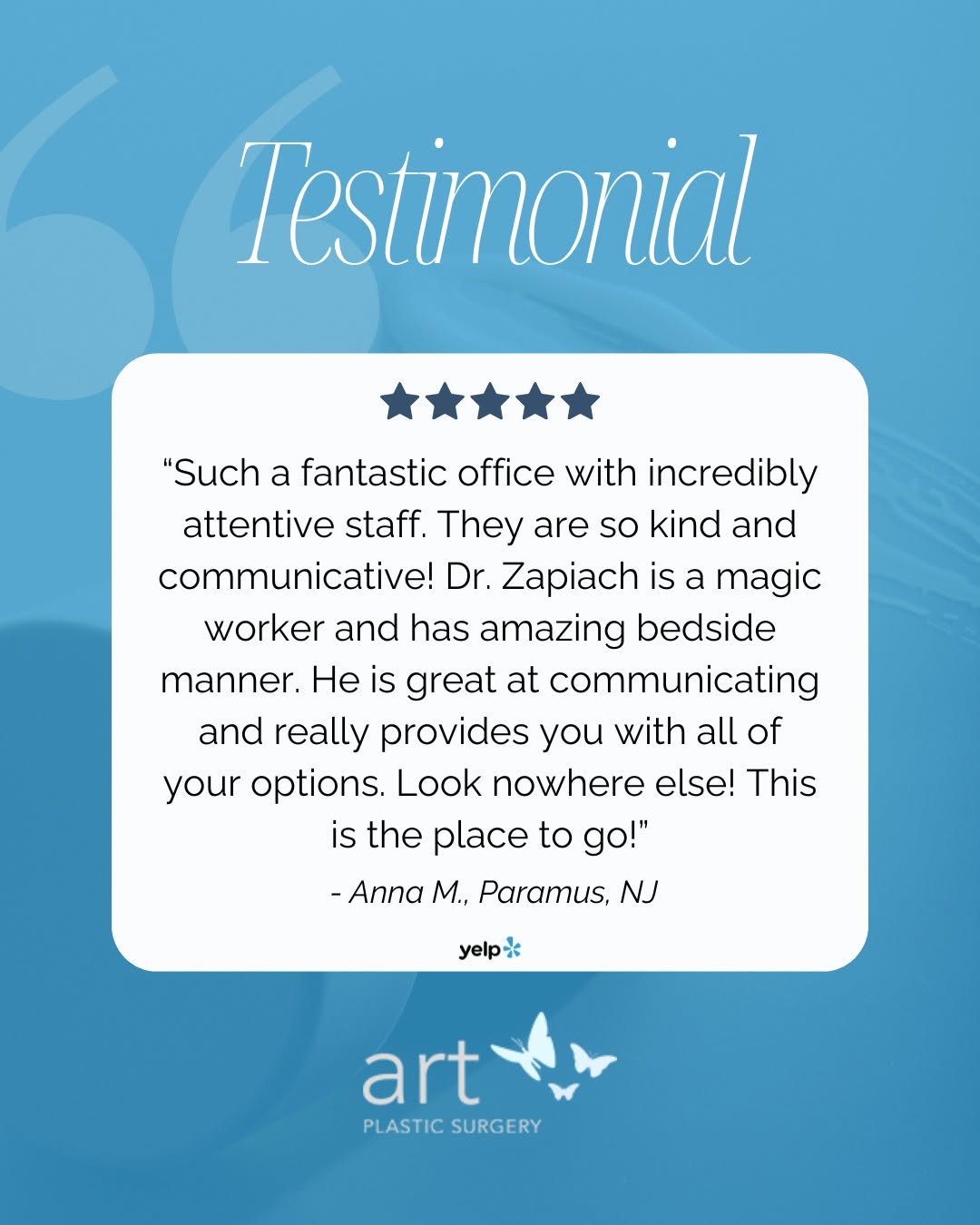 Instagram post by Dr. John T. Cozzone: This is why we do what we do. Dr. Zapiach and the team at Art Plastic Surgery are grateful to be part of each patient’s journey. #DrZapiach …