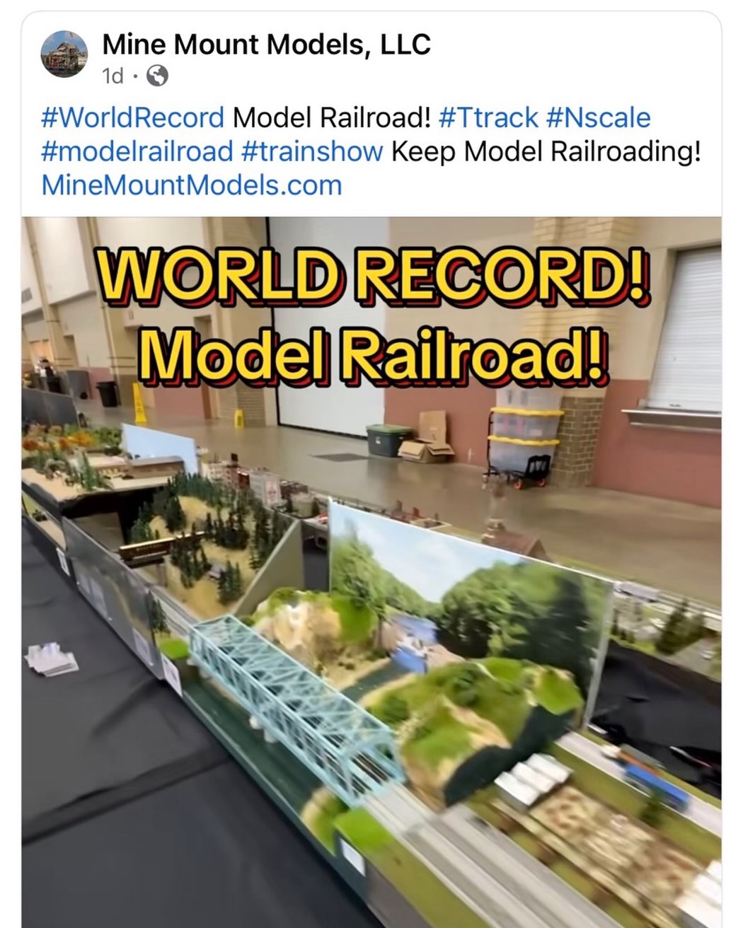 Instagram post by Dr. Jonathan Berman: World Record T Trak module! That’s my module . One of many modules that made up 93 miles of N Scale track! NMRA NATIONAL CONVENTION last wee…