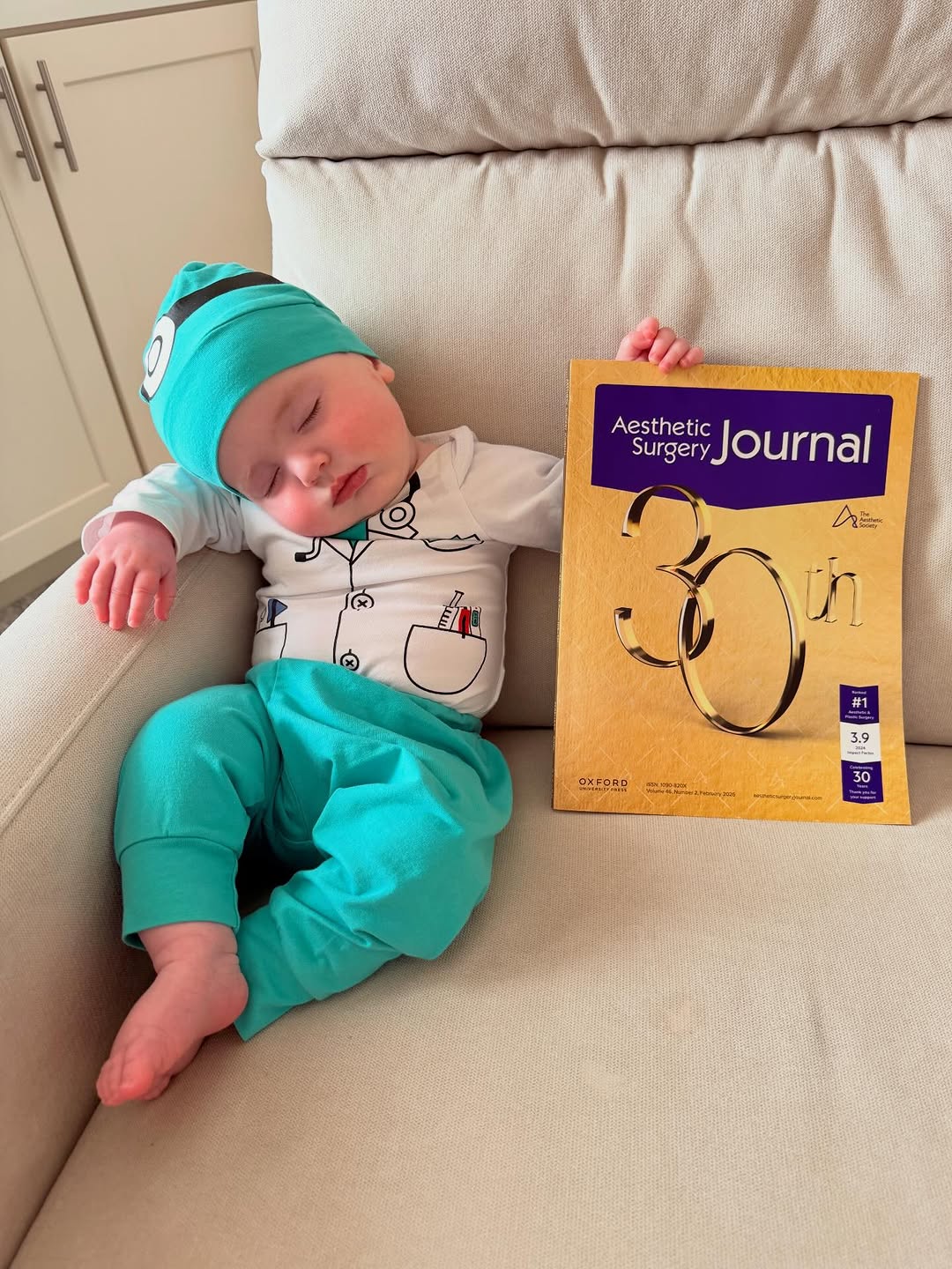 Instagram post by Dr. Jonathan C. Weinrach: Just finished reviewing the latest research… conclusion: nap time is highly recommended for optimal cuteness 😴📚 #weinrachplasticsurgery #p…