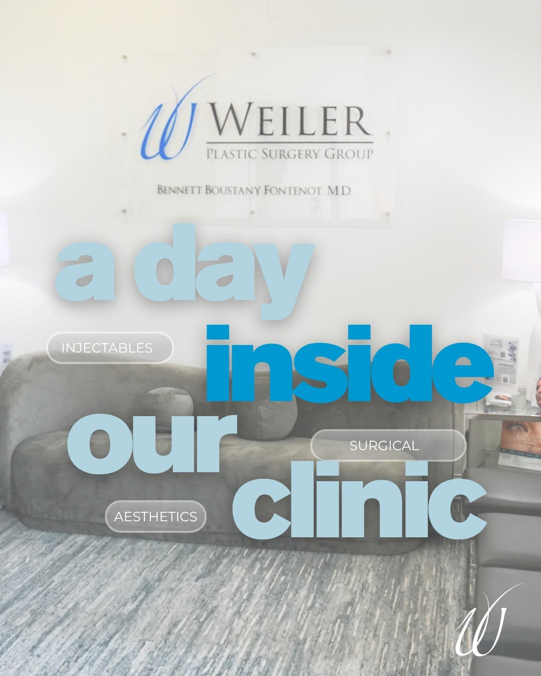 Instagram post by Dr. Jonathan Weiler: Just a typical day in the life 🩵 From early morning surgeries to injectable and aesthetic services, we make sure you're fully taken care of…