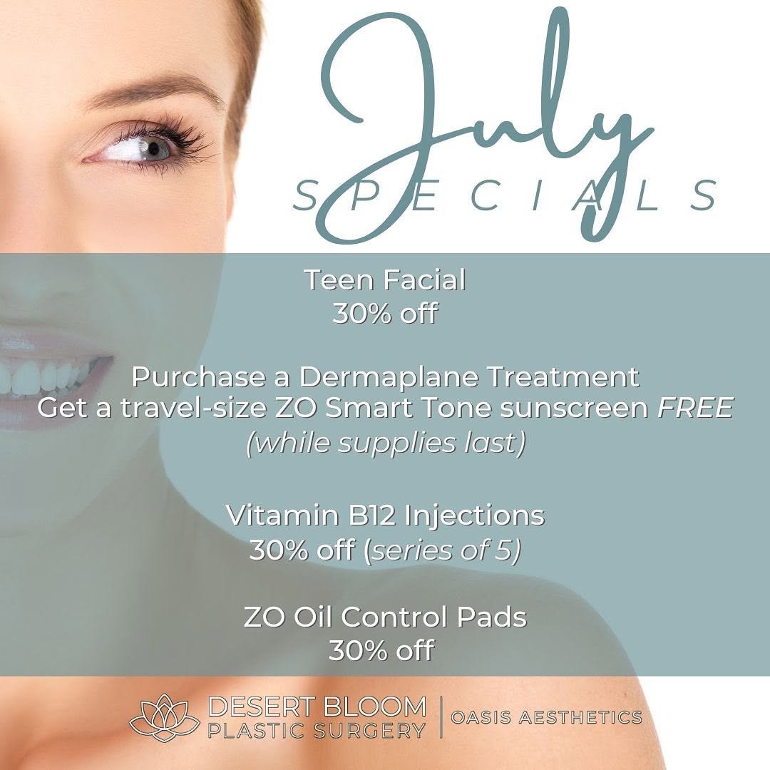 Instagram post by Dr. Jordan L. Wallin: ✨Savings that make a splash ✨💦 @desertbloomplastics @oasisaesthetics - • • • Our Teen Facial includes a double-cleanse, exfoliation, extrac…