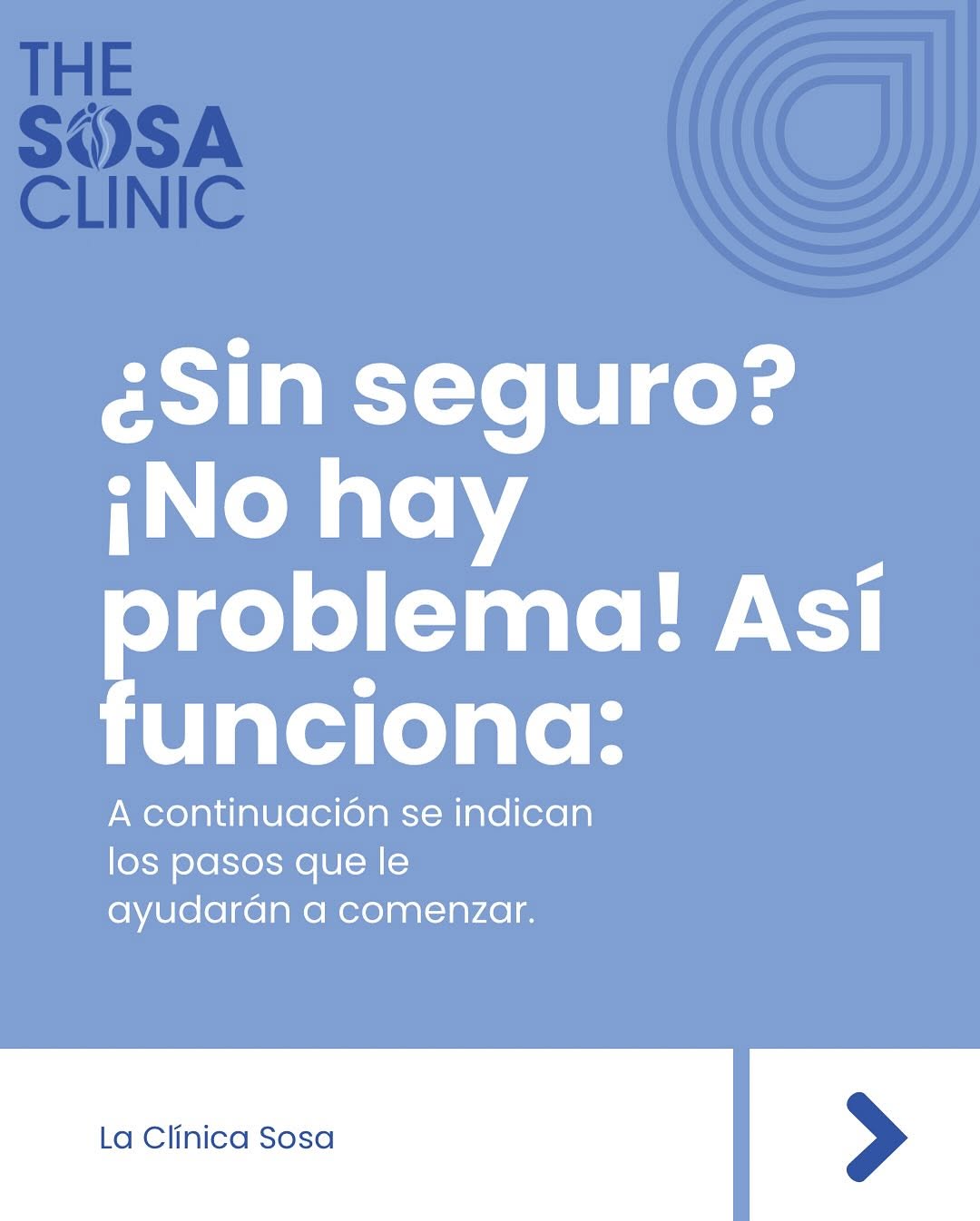 Instagram post by Dr. Jorge Sosa: ¿No tienes seguro? No hay problema. Así es como puedes comenzar tu proceso de cirugía para perder peso en la Clínica del Dr. Sosa — desde el…