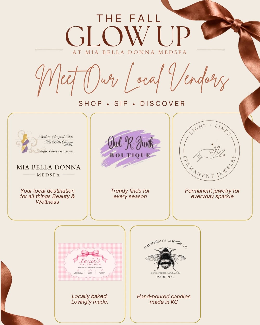 Instagram post by Dr. Joseph C. Camarata: The Fall Glow Up just got even better. 🤎 We’re bringing together beauty, wellness, shopping, good food + a few of our favorite local busine…