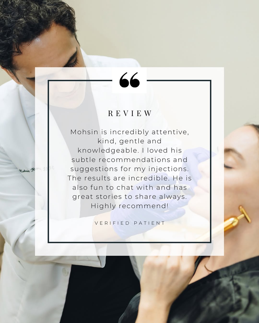 Instagram post by Dr. Joseph G. Bauer: There’s nothing quite like results you love from someone you trust ✨ Our patients say it best, Mohsin’s attentive, gentle approach and natur…