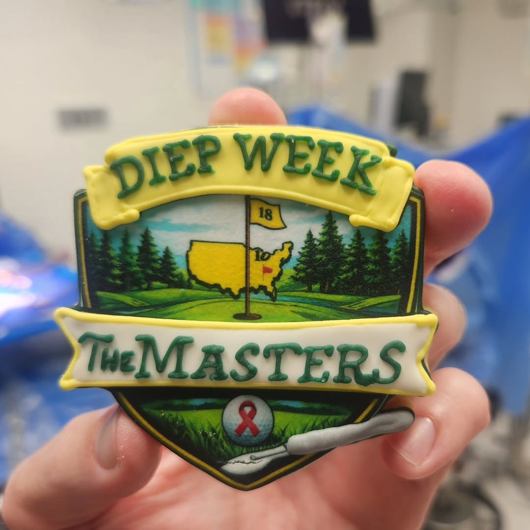 Instagram post by Dr. Joshua Lemmon: DIEP WEEK cookie pic! Thank you to @carmelcakery !! #DIEPflapbreastreconstruction #breastreconstruction #breastcancerawarness