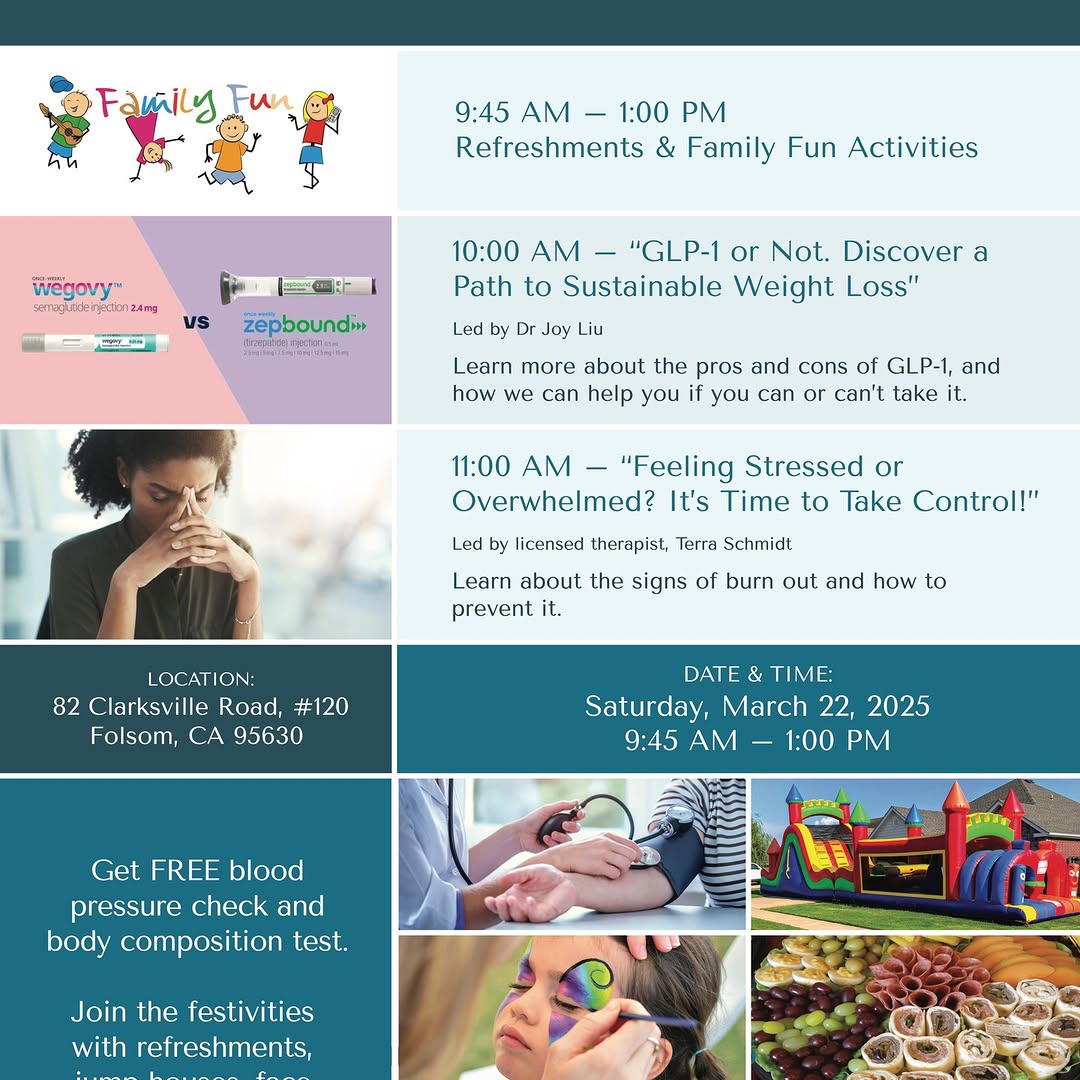Instagram post by Dr. Joy Liu, DO: Post #4 – 1 Week Before (Mar 17 - Mar 21) 🎈 This Weekend: FREE Health & Family Fun Event in Folsom! Looking for something fun AND healthy t…