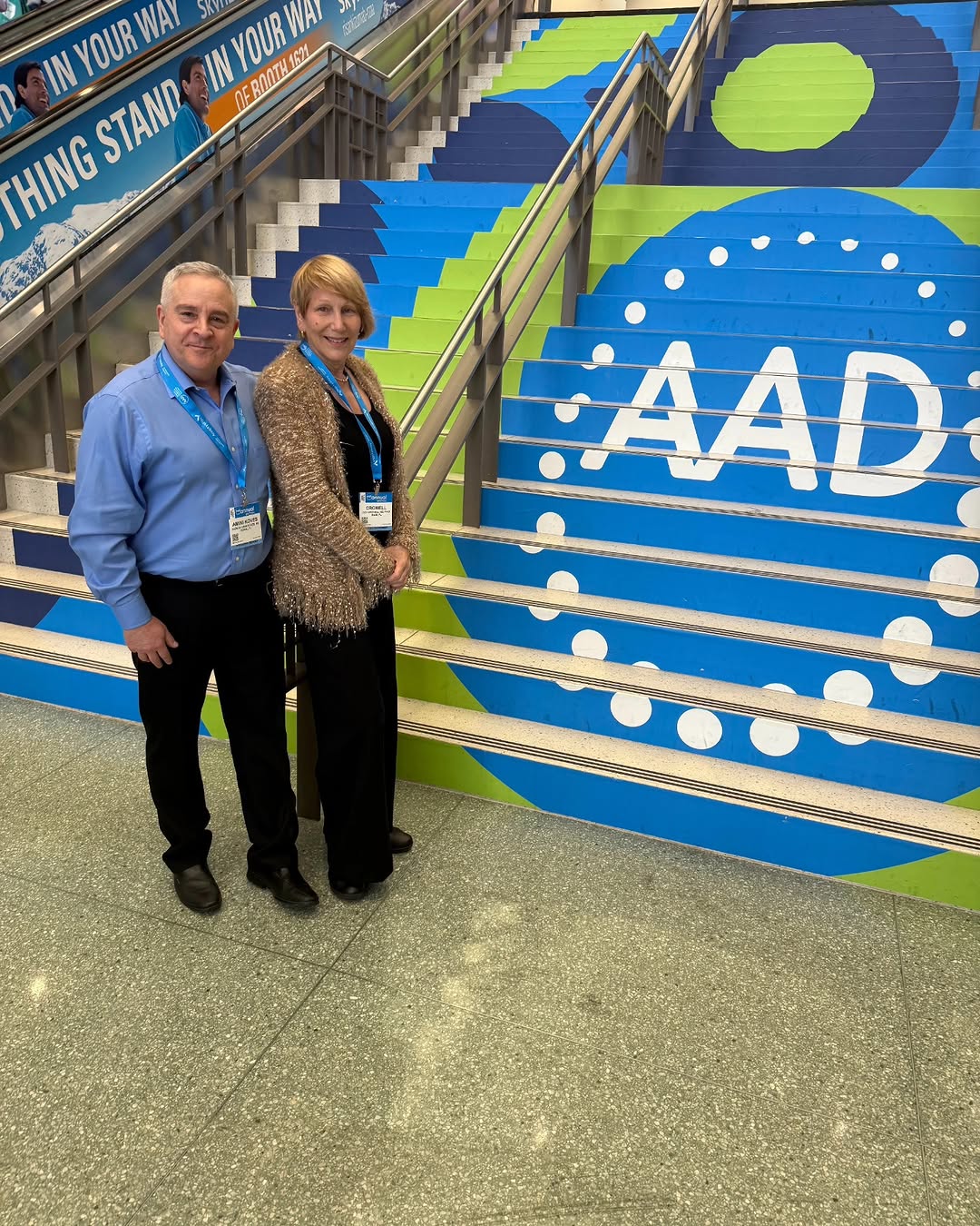 Instagram post by Dr. Judith Crowell: AAD 2025 Learning and enjoying our time.💫❤️✨️ #aad2025 #dermatology #doctorshavingfun✌🏻️😃 #miamidermatology #keeplearningkeepgrowing