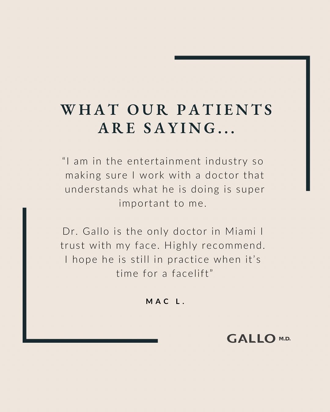 Instagram post by Dr. Julio F. Gallo: The ultimate compliment 🧡 When your face is literally your livelihood, you can’t just trust anyone. This patient’s words mean everything: ‘…