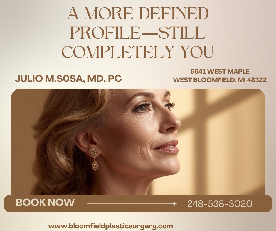 Instagram post by Dr. Julio Sosa: A neck lift can address loose skin and fullness beneath the chin for a smoother, more refined profile. Dr. Julio M. Sosa creates a personali…