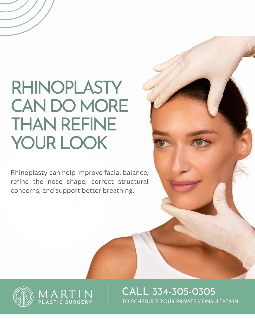 Instagram post by Dr. Justin P. Martin: Rhinoplasty can do more than refine the appearance of your nose. ✨ For many patients, it can also help improve facial balance, support bette…