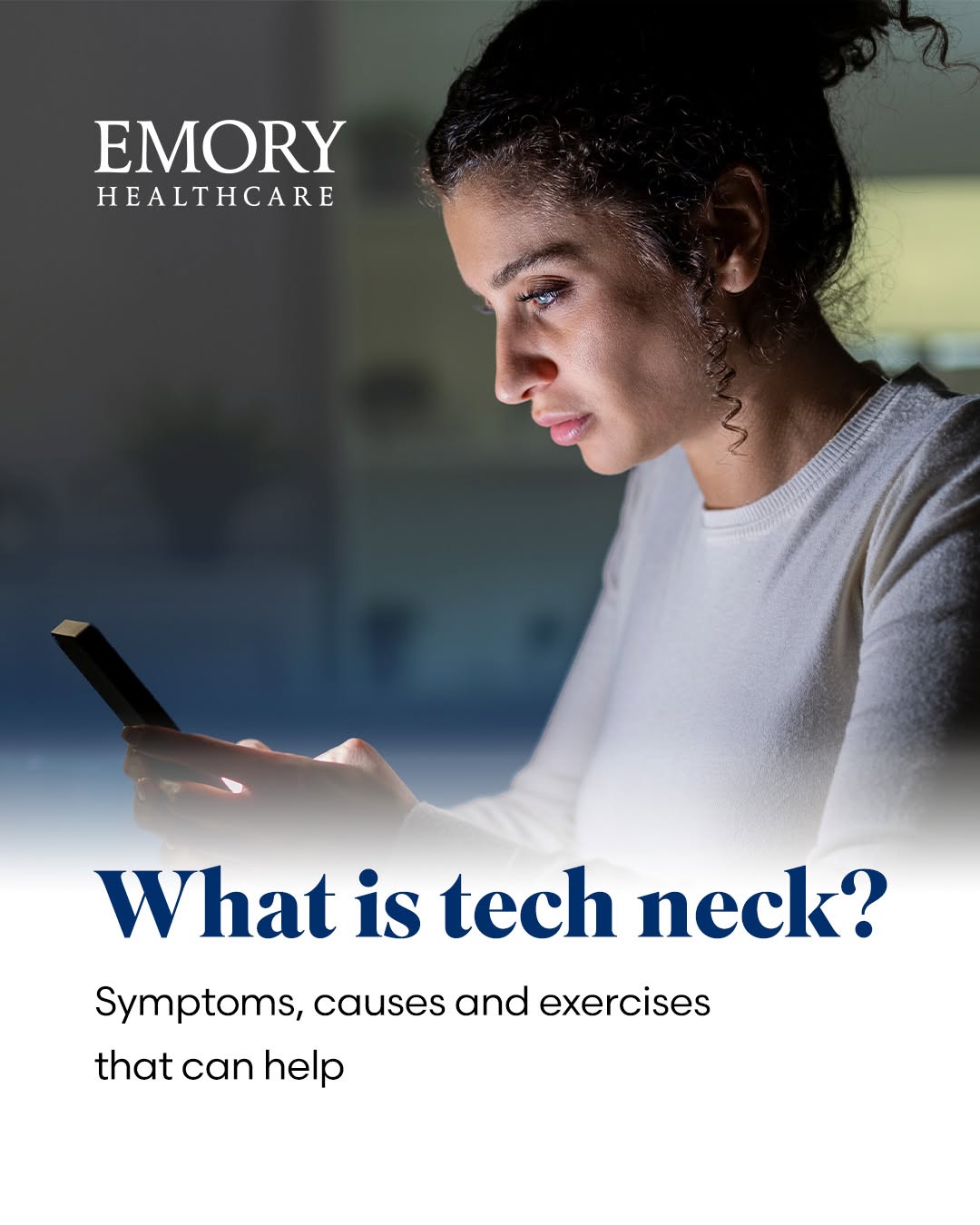 Instagram post by Dr. K. Jeff Carney: Most of us spend hours looking down at screens, putting extra strain on our necks and spine. This can lead to "tech neck." Knowing the sympt…