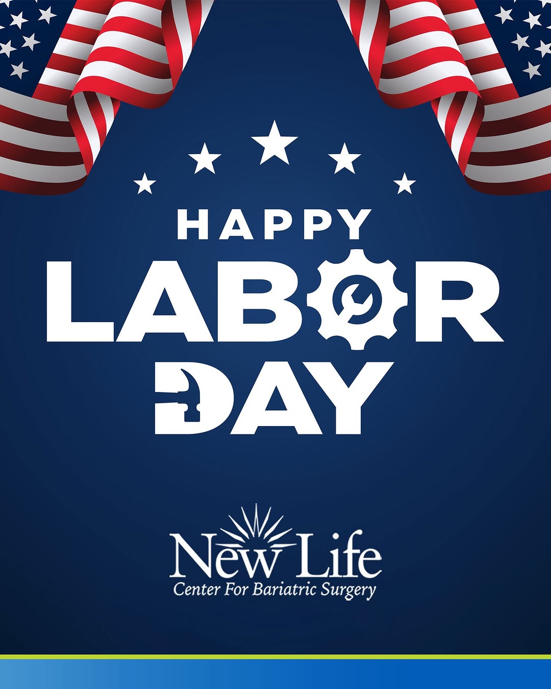 Instagram post by Dr. K. Robert Williams, Jr.: 🇺🇸 Happy Labor Day from New Life Center for Bariatric Surgery! We hope you enjoy a safe, relaxing holiday with family and friends. In obse…