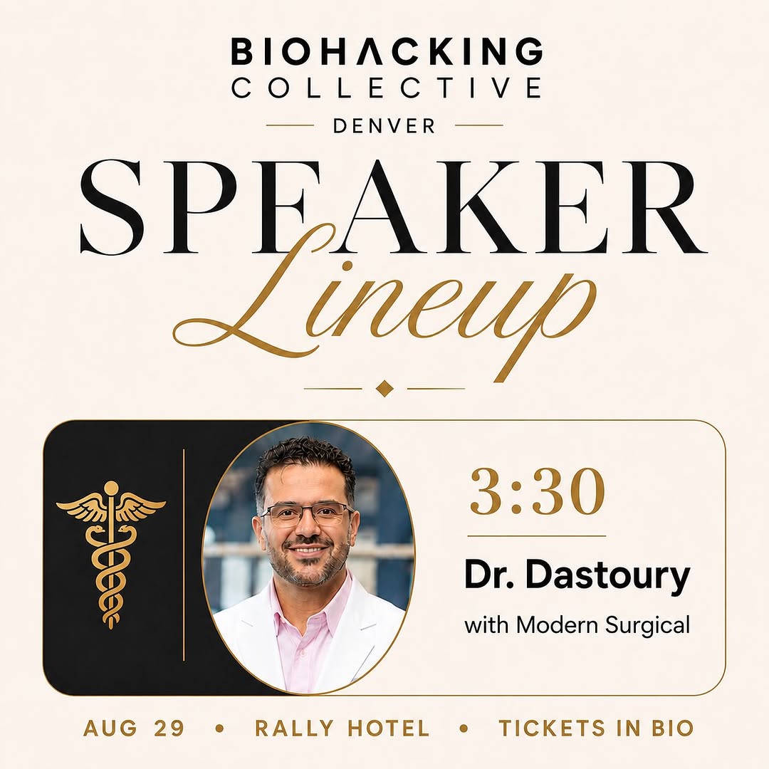 Instagram post by Dr. Kamran Dastoury: Meet the speakers taking the stage this Saturday. 🧬 Three conversations across cognitive performance, hormone optimization, aesthetics, hea…
