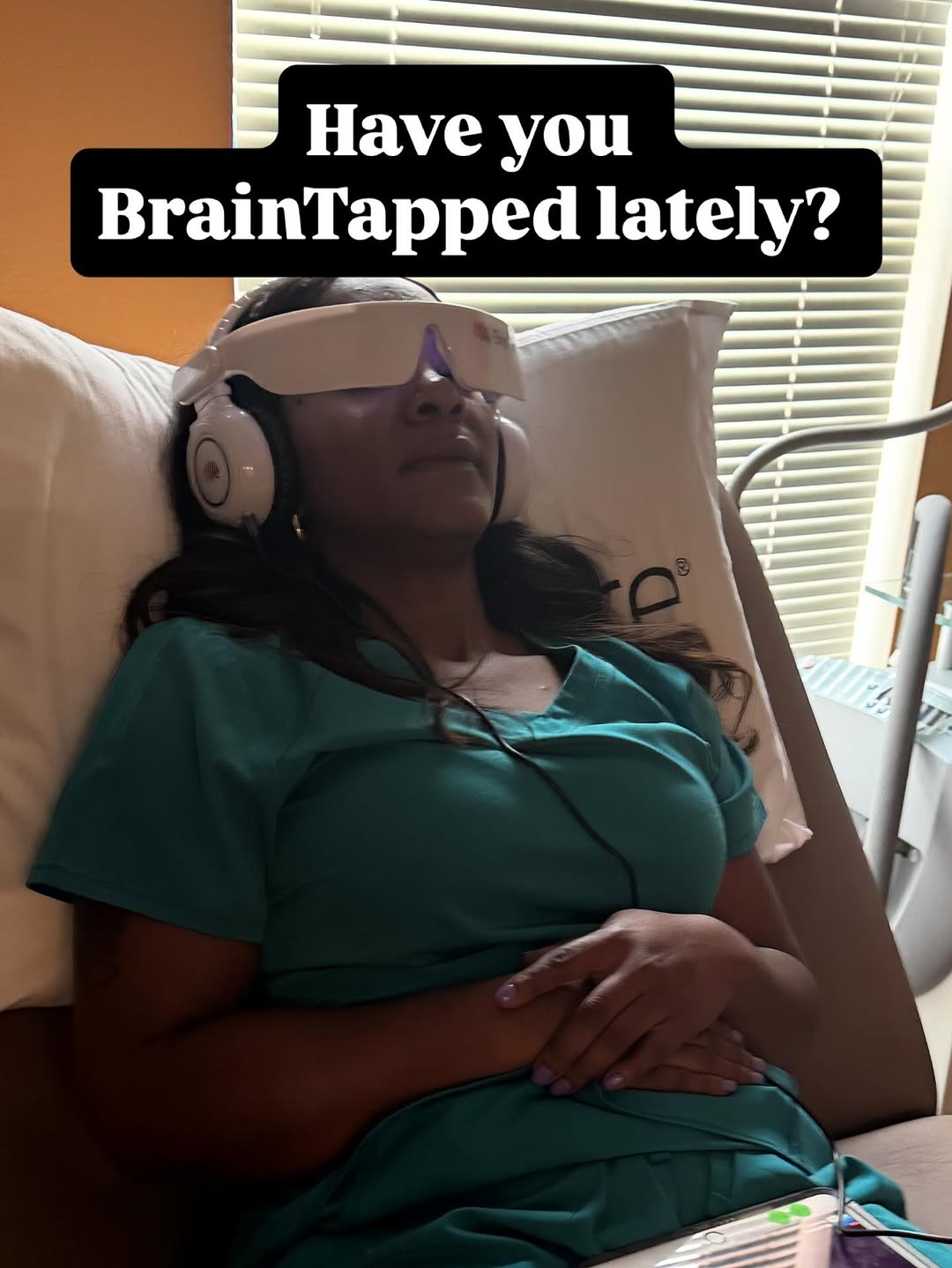 Instagram post by Dr. Karen Clarke-Bennett, DO: Because your mind deserves luxury, too 🧠 BrainTap uses advanced audio + light therapy to melt stress, improve clarity, and elevate your men…