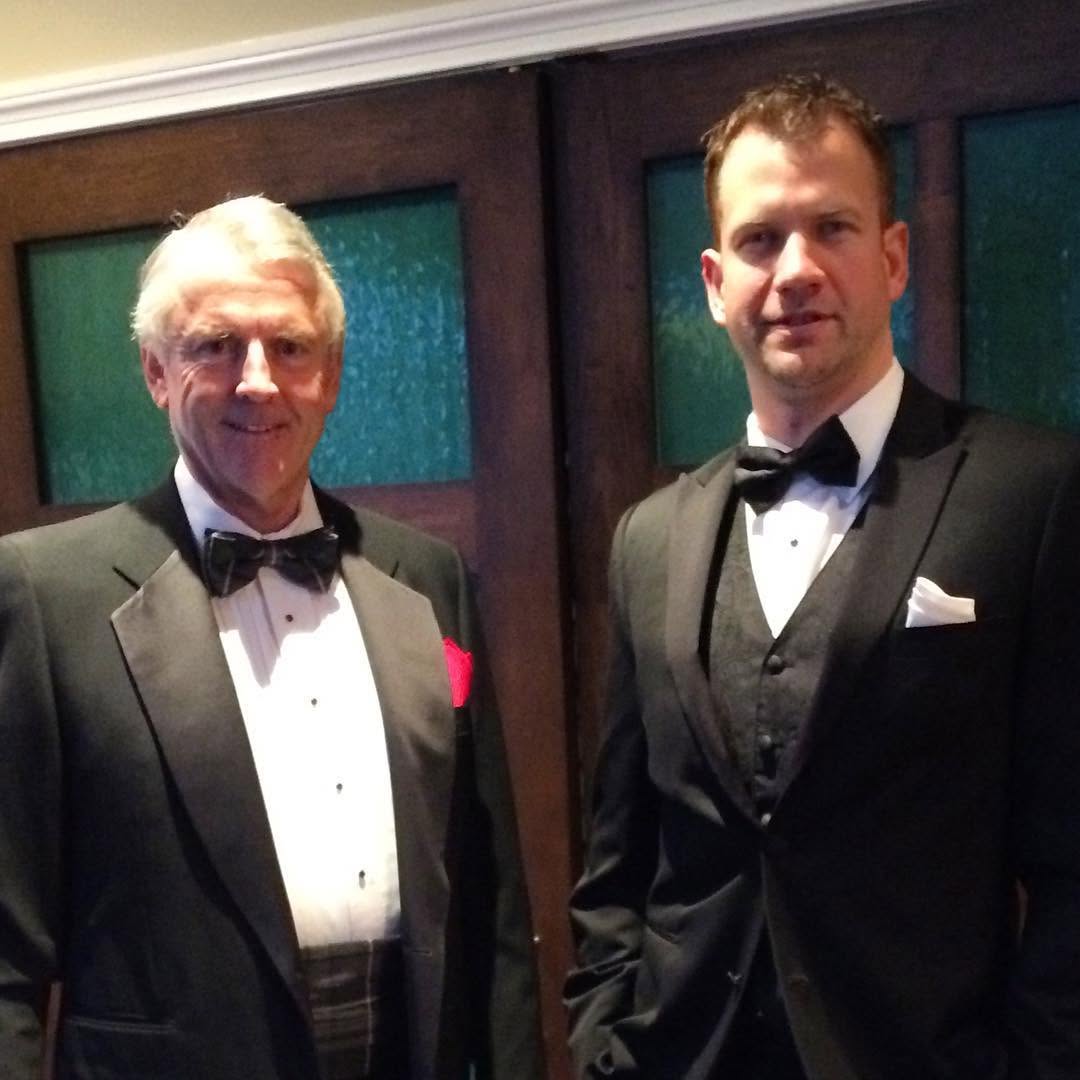Instagram post by Dr. Karen L. Chapman: Robbie Burns Dinner #harthouse #scotch #studs #blacktie #suits