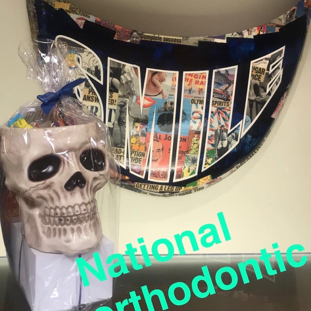 Instagram post by Dr. Karin Grinbaum: Thank you Dr. Adam Hershkin for kicking off National Orthodontic month and Halloween for us.#grinbaumsmiles