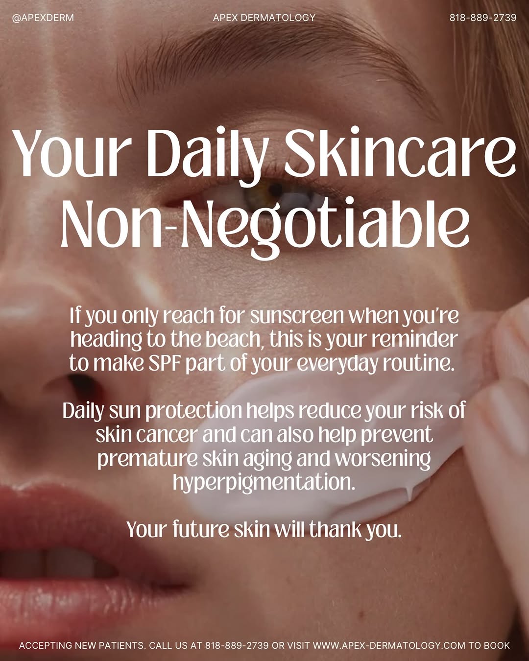 Instagram post by Dr. Karin Harp: If you only reach for sunscreen when you’re heading to the beach, this is your reminder to make SPF part of your everyday routine. ☀️ Daily …
