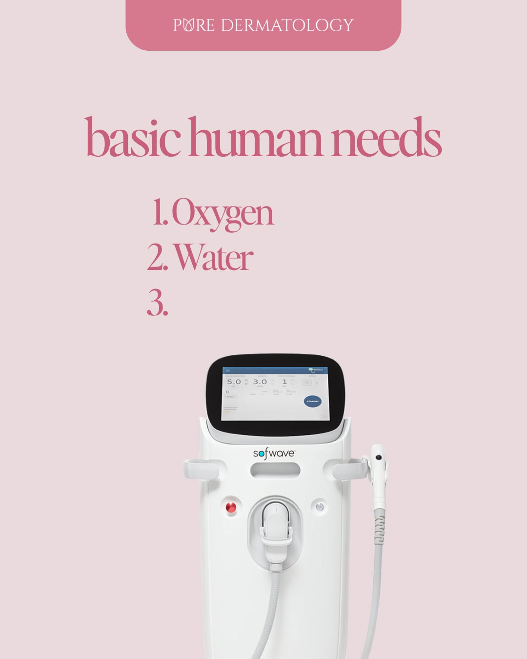 Instagram post by Dr. Kate Zibilich Holcomb: Some people have coffee. Some people have emotional support skincare. Us? We're putting Sofwave on the list of basic human needs. 🤍 If smoo…
