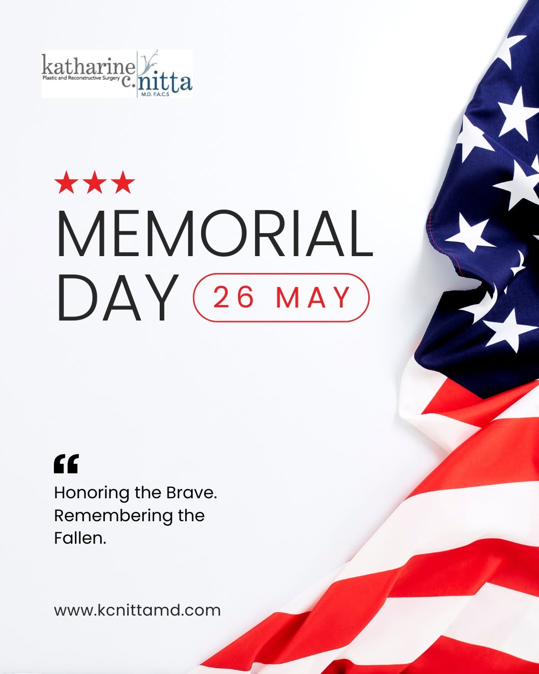 Instagram post by Dr. Katharine Nitta: In Honor of the Brave Today, we pause to honor and remember all the courageous men and women who have served and sacrificed for our country.…
