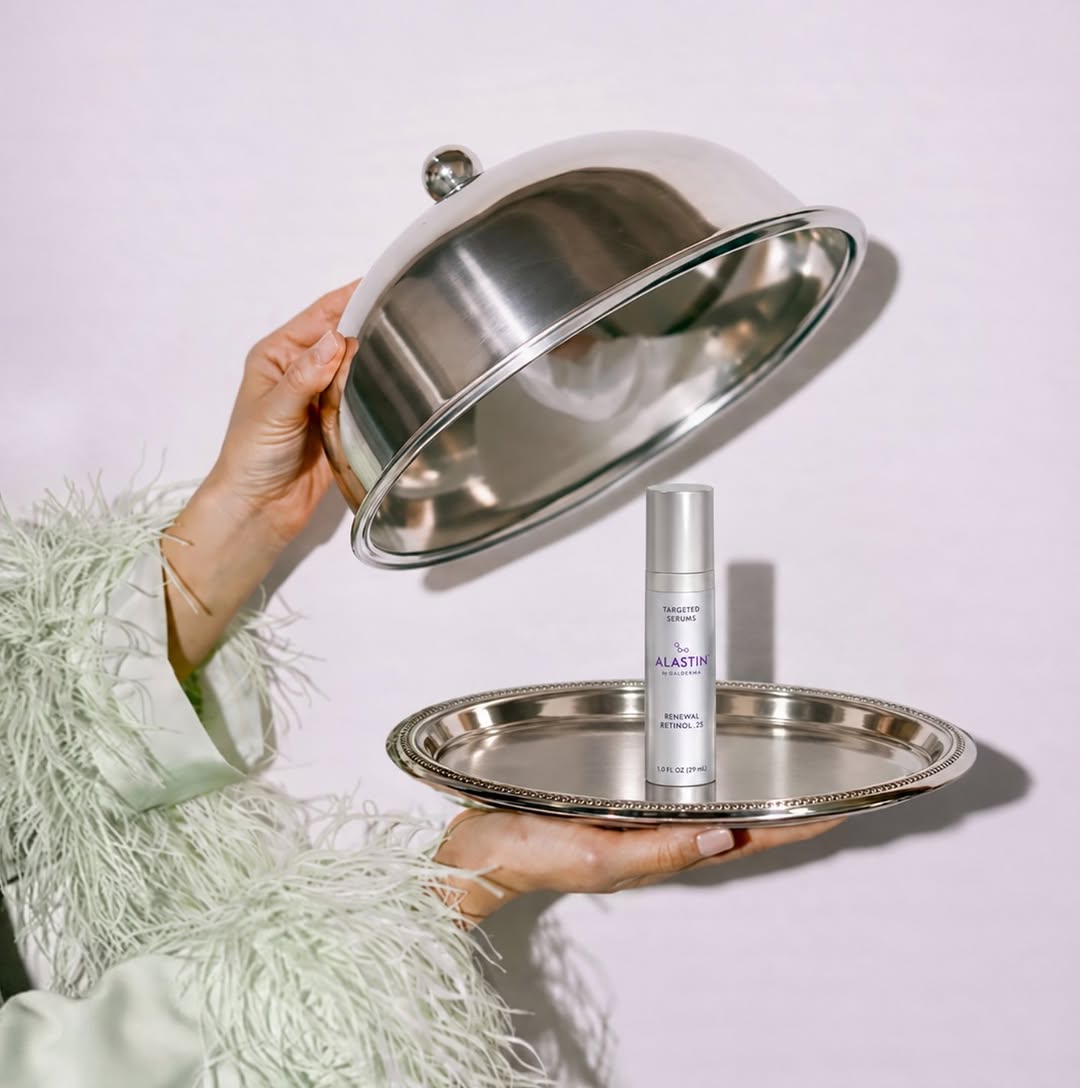 Instagram post by Dr. Katherine L. Caretti: The skin of your dreams, served up on a silver platter. Our September product of the month — @alastinskincare .25 Retinol. 20% off in office…