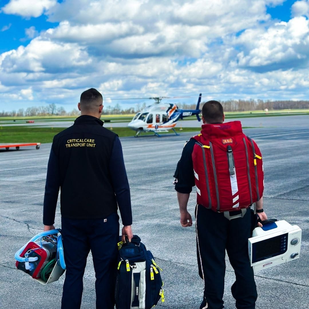 Instagram post by Dr. Katherine Whipple: Nurses make all the difference—both inside and outside of the hospital! Our nurse-led Adult Critical Care Transport team is there to make su…