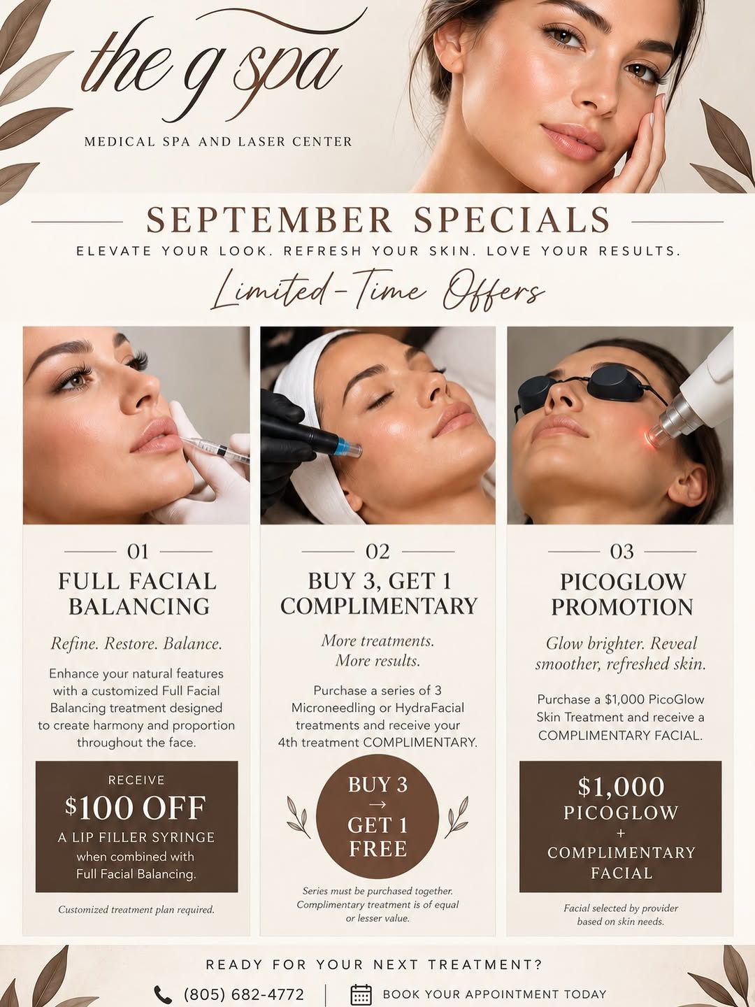 Instagram post by Dr. Kathleen Griffin: September specials are here ✨ Refresh your skin, elevate your look, and take advantage of these limited-time offers at The G Spa. From facia…