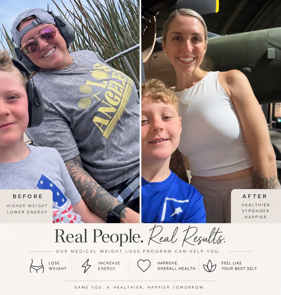 Instagram post by Dr. Kaye Riolo: Real people. Real results. 🤍 Weight loss isn’t just about a number on the scale, it’s about feeling stronger, having more energy, and feeli…