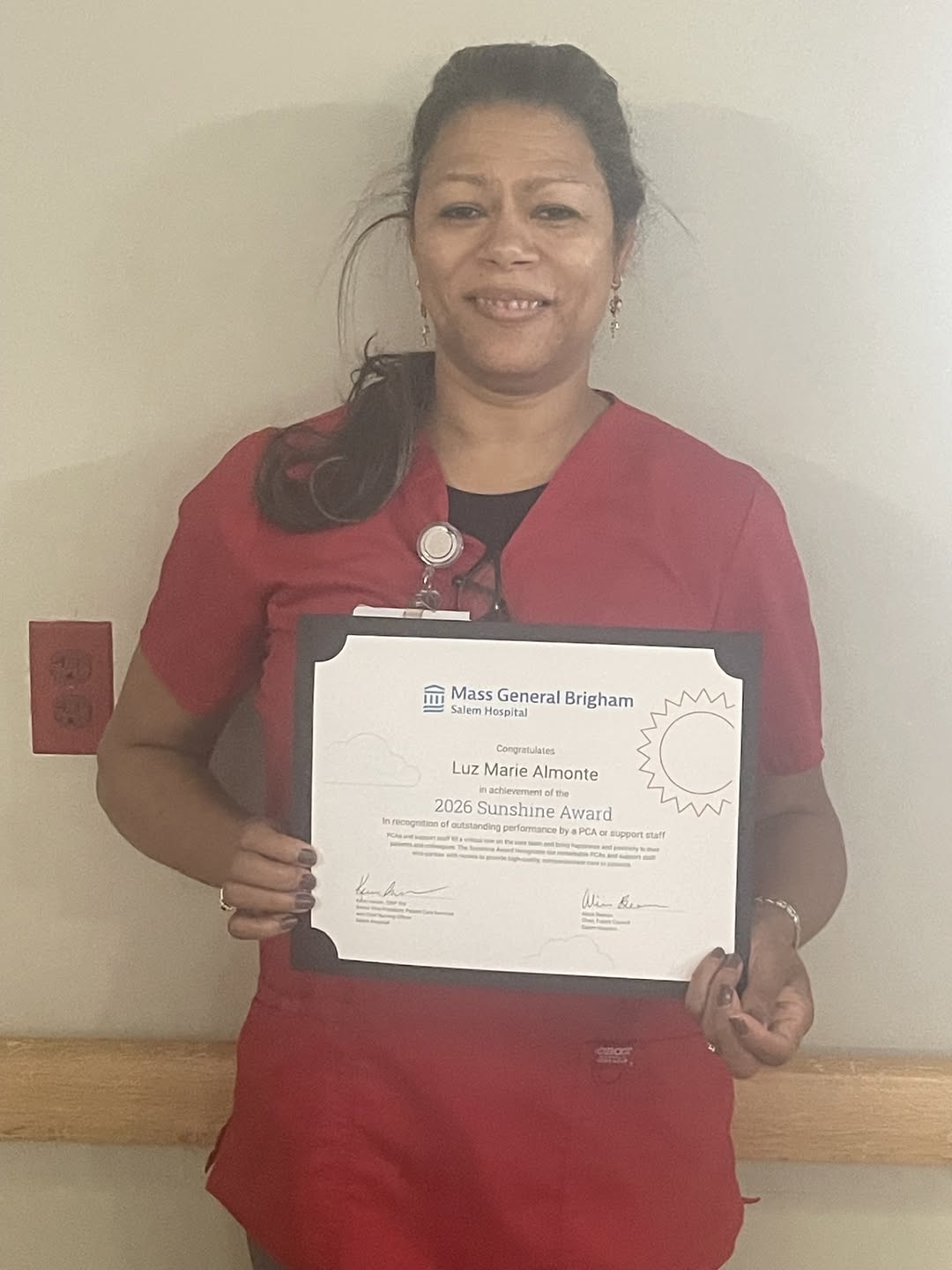 Instagram post by Dr. Keith W. Rae: Congratulations to Luz Marie Almonte and Eliane Antoine, recipients of the Sunshine Award at Salem Hospital! Luz, a valued member of the ort…