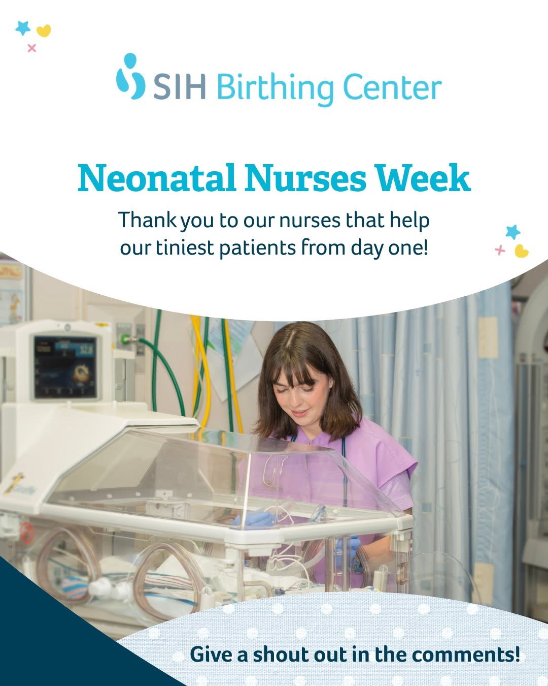 Instagram post by Dr. Kelli G. Webb: Tiny patients. Big hearts. 💙 From first cuddles to first milestones, our neonatal nurses are there for some of the most important moments i…