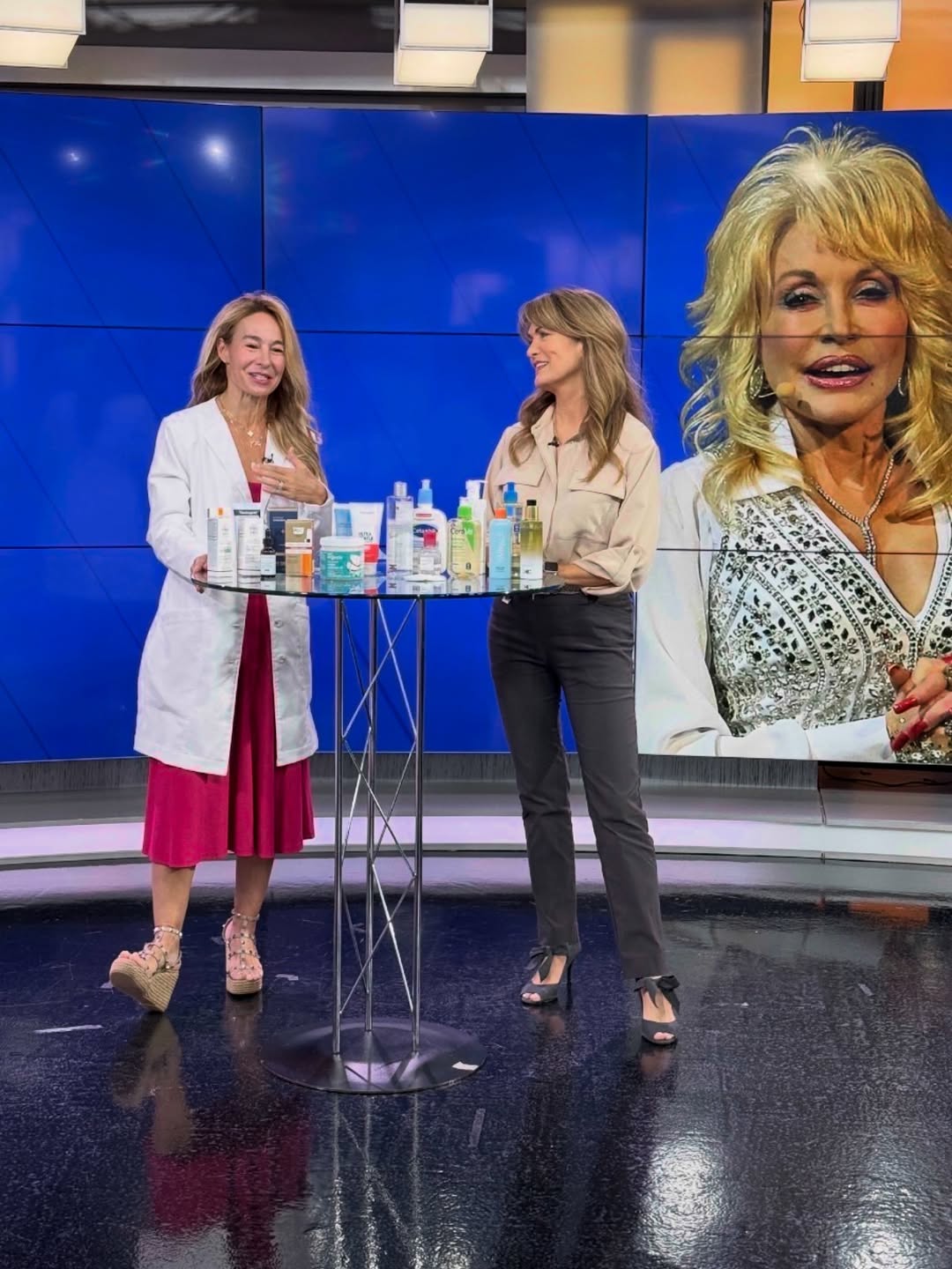 Instagram post by Dr. Kelly H. Duncan: Yesterday Advanced Dermatology’s Dr Sherry Ingraham appeared on Fox 26 Houston to discuss the late, great Dolly Parton and the do’s and dont…
