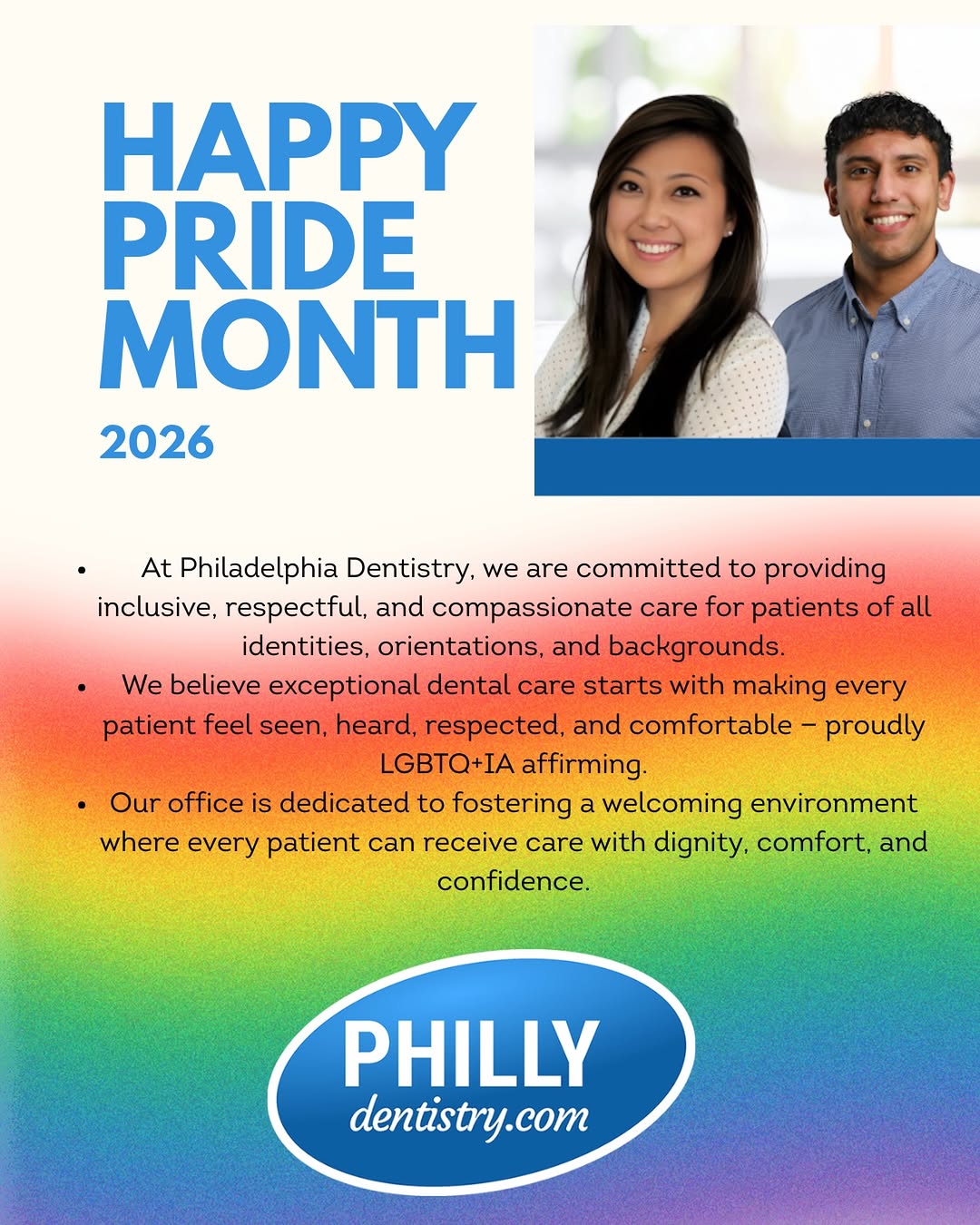 Instagram post by Dr. Ken Cirka, D: Smiles are for everyone 🌈✨ Proud to celebrate love, diversity, and confidence this Pride Month in Philadelphia. Keep shining bright and smi…