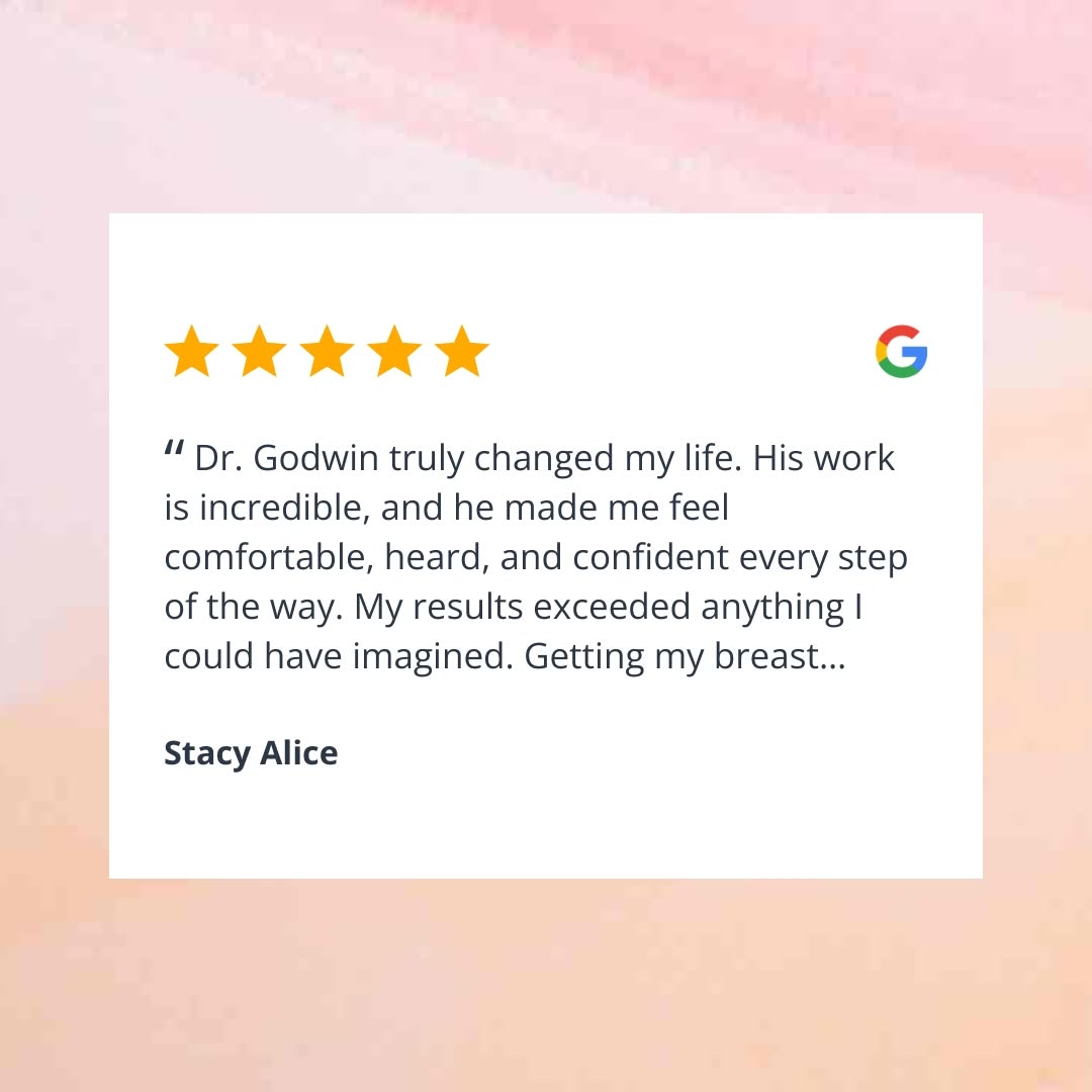 Instagram post by Dr. Kenneth A. Godwin, DO: This one meant a lot to us—another kind review from one of our patients. Full review: “Dr. Godwin truly changed my life. His work is incredi…