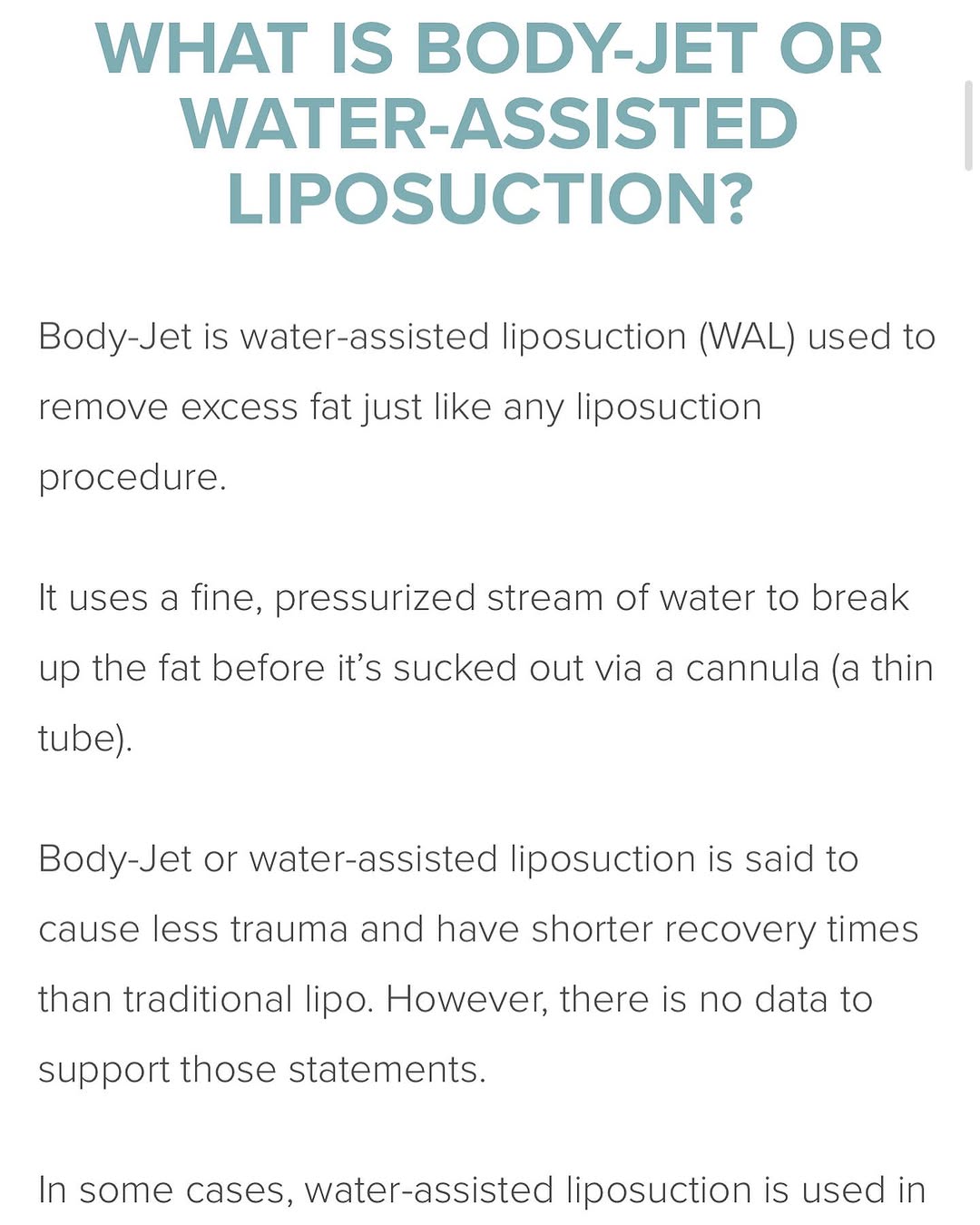 Instagram post by Dr. Kenneth Hughes: Dr. Kenneth Hughes reviews body-jet or water-assisted liposuction. There are many, many marketed liposuction modalities many of which have v…