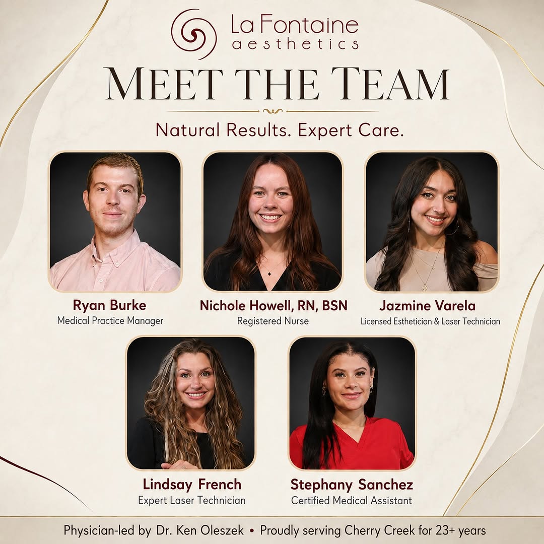 Instagram post by Dr. Kenneth Oleszek: Meet the team behind La Fontaine Aesthetics! For more than 23 years, our physician-led practice—under the guidance of Dr. Ken Oleszek—has pr…