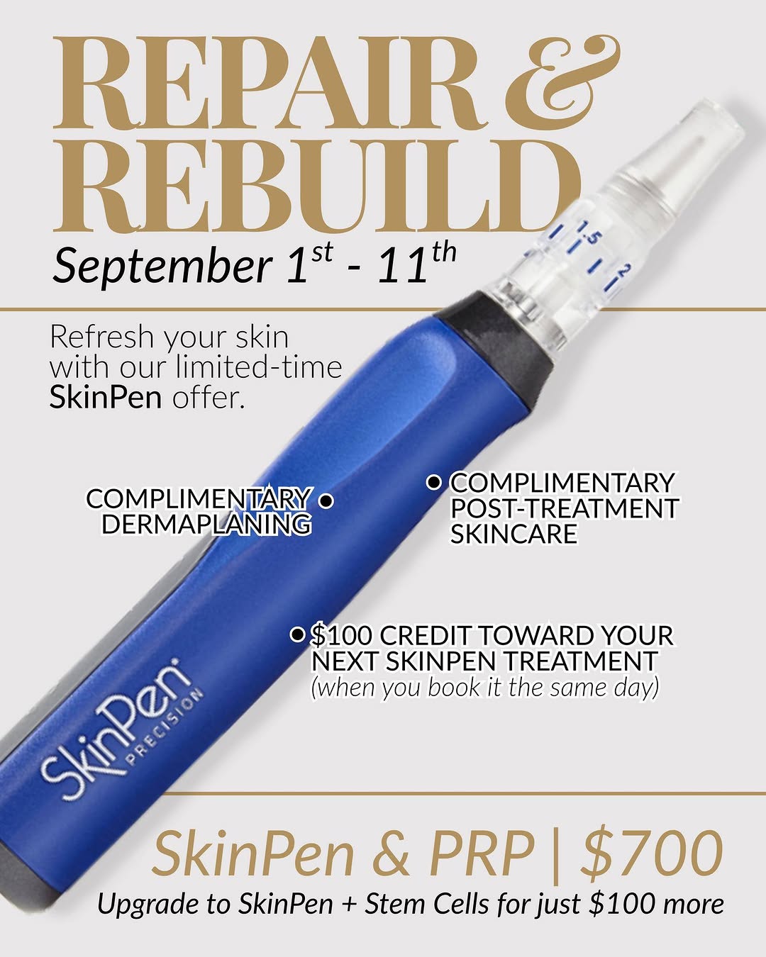 Instagram post by Dr. Kenneth Sanders: Our biggest skin refresh of the year is coming. 👀 From September 1 through 11, choose from three limited-time treatment specials designed t…