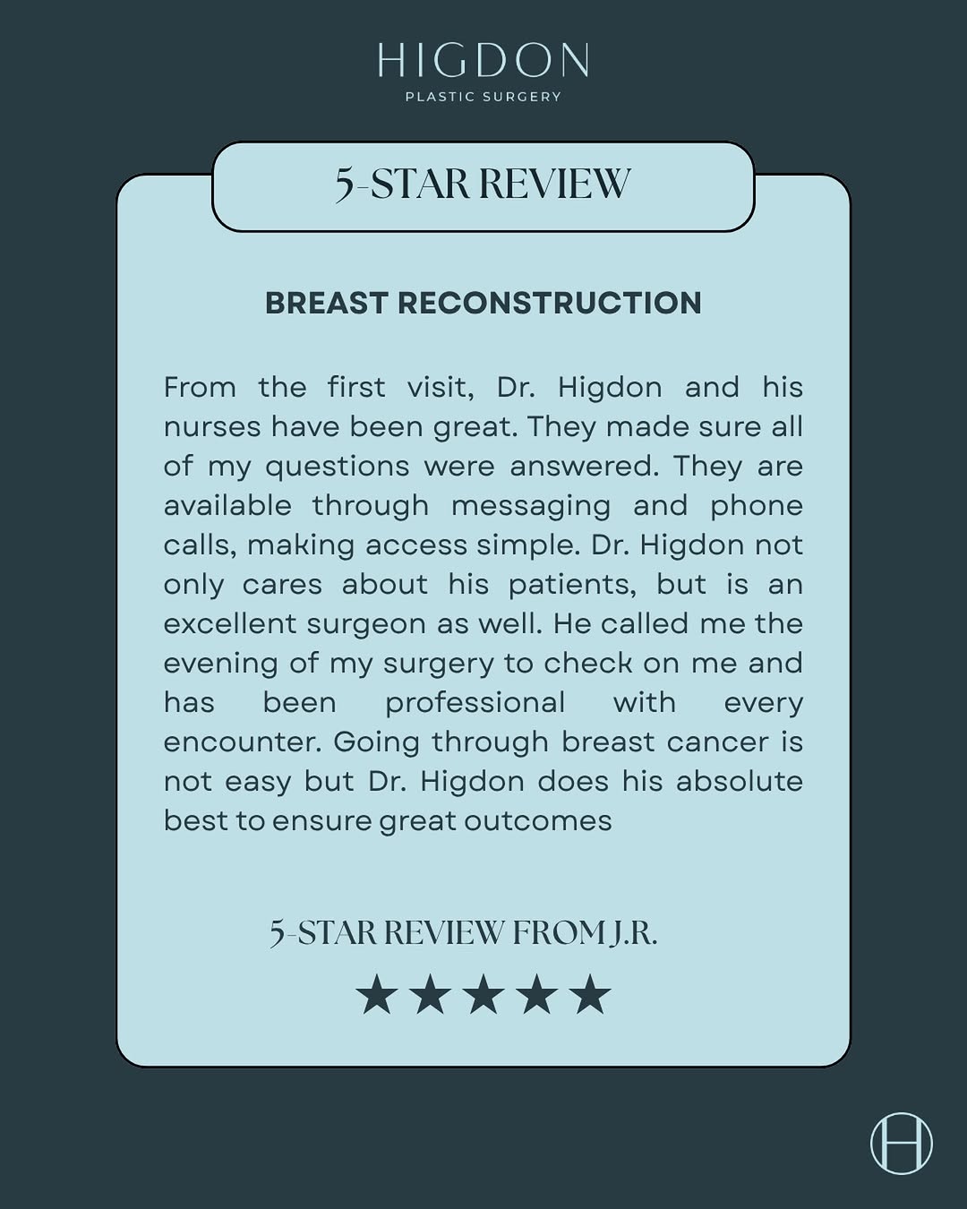 Instagram post by Dr. Kent (Kye) Higdon: Breast reconstruction is about so much more than surgery, and we never take lightly the trust our patients place in Dr. Higdon and our entir…