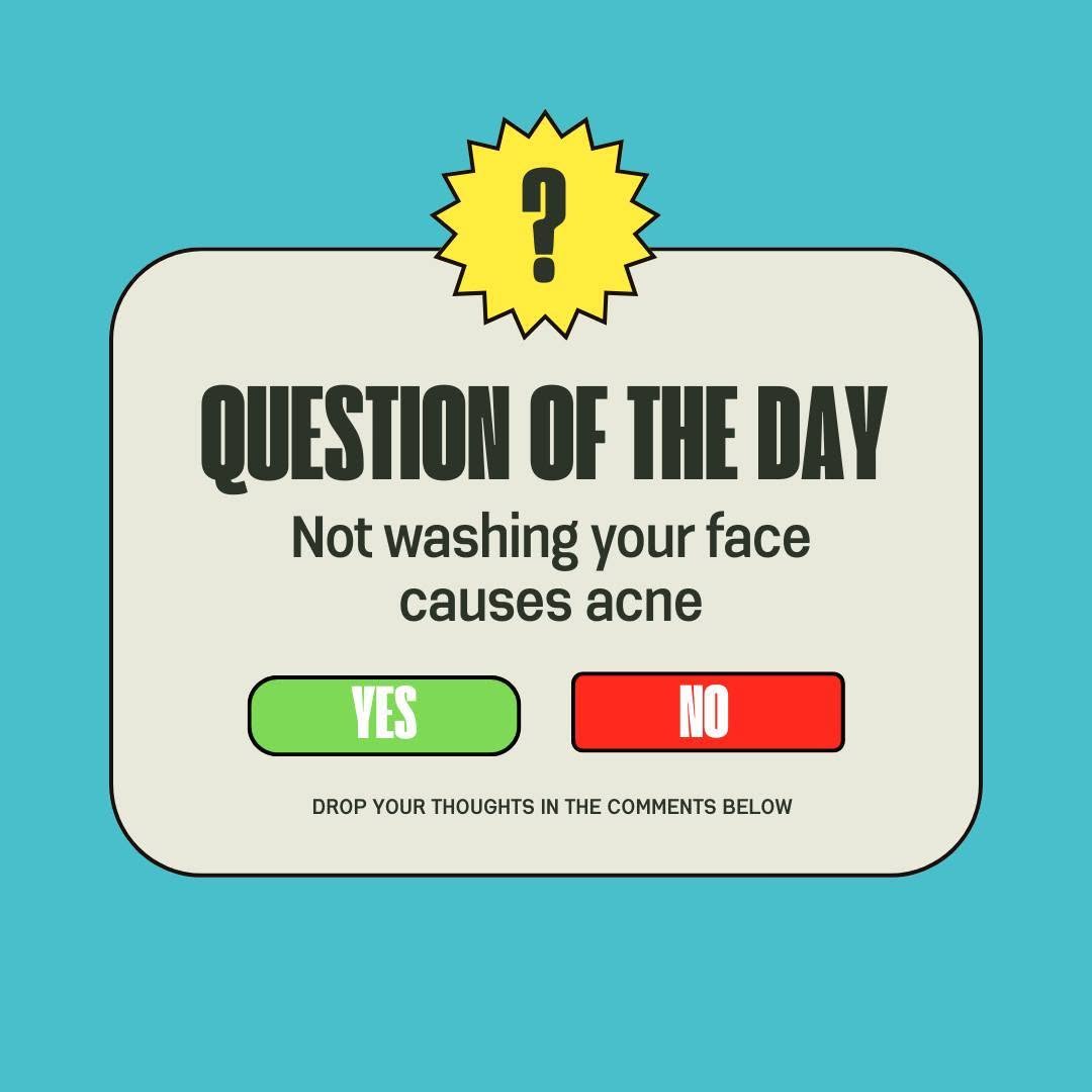 Instagram post by Dr. Kevin Bounds: ✅#True or ❌#false: Not washing your face causes acne ➡️Answer: True. Not washing your face may lead to a buildup of oil, dirt, and bacteria …