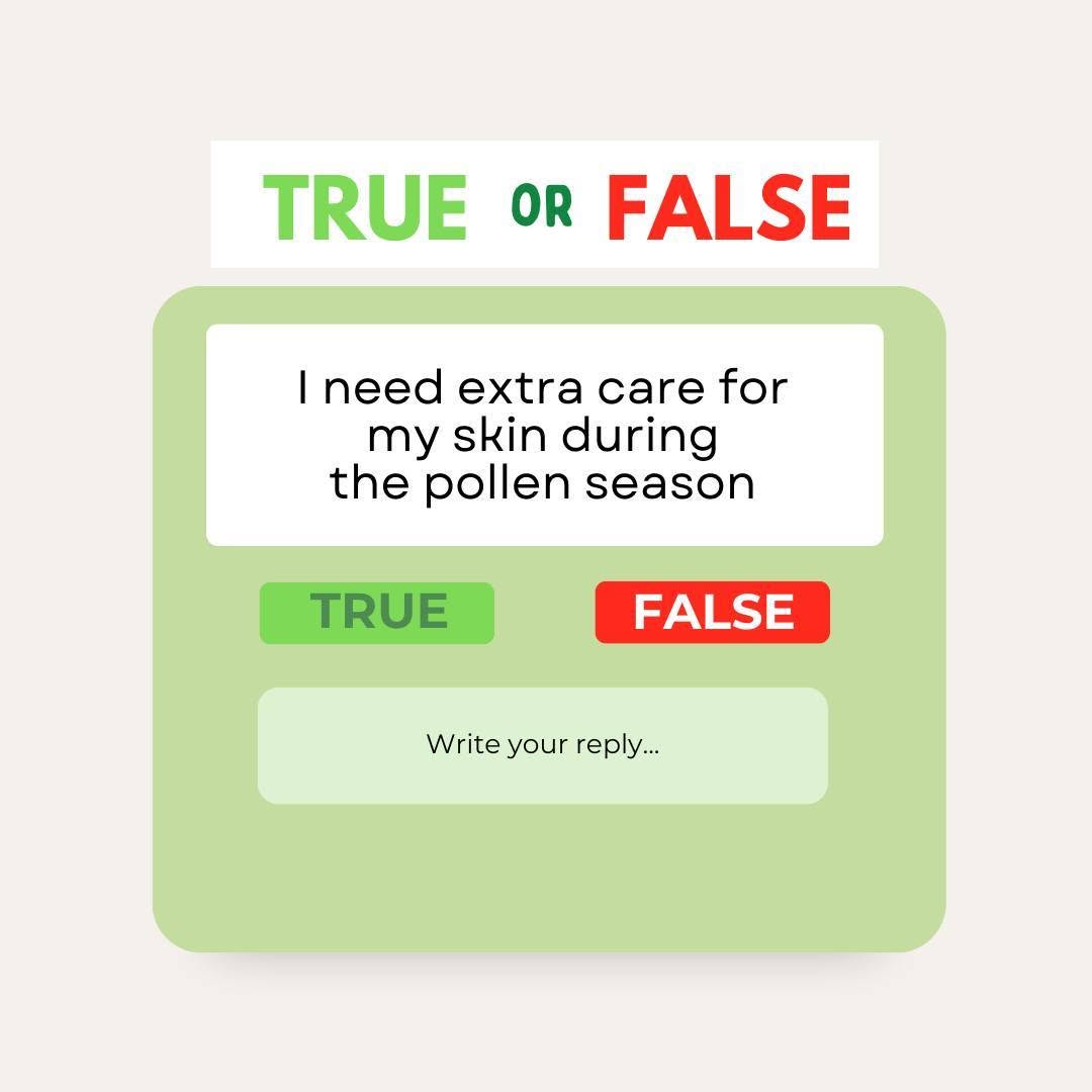 Instagram post by Dr. Kevin Bounds: ✅#True or ❌#false: I need extra care for my skin during the pollen season ➡️Answer: True! Pollen season may significantly impact your skin, …