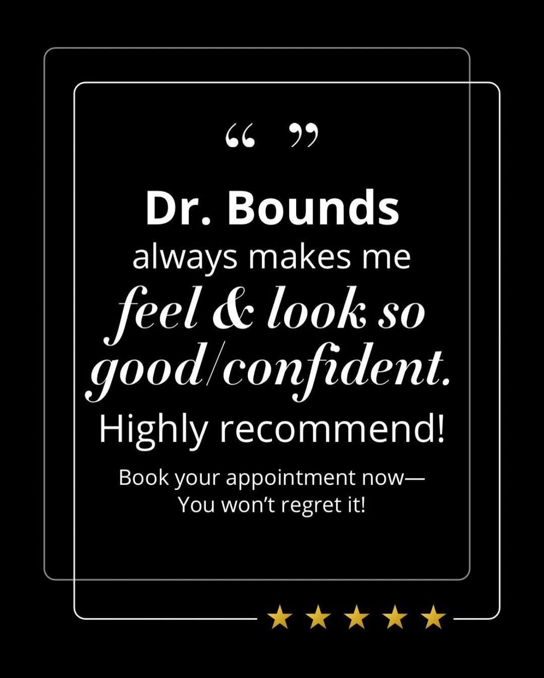 Instagram post by Dr. Kevin Bounds: Take this wonderful patient’s suggestion and “Book Your Appointment Today” to look your best for summer fun!