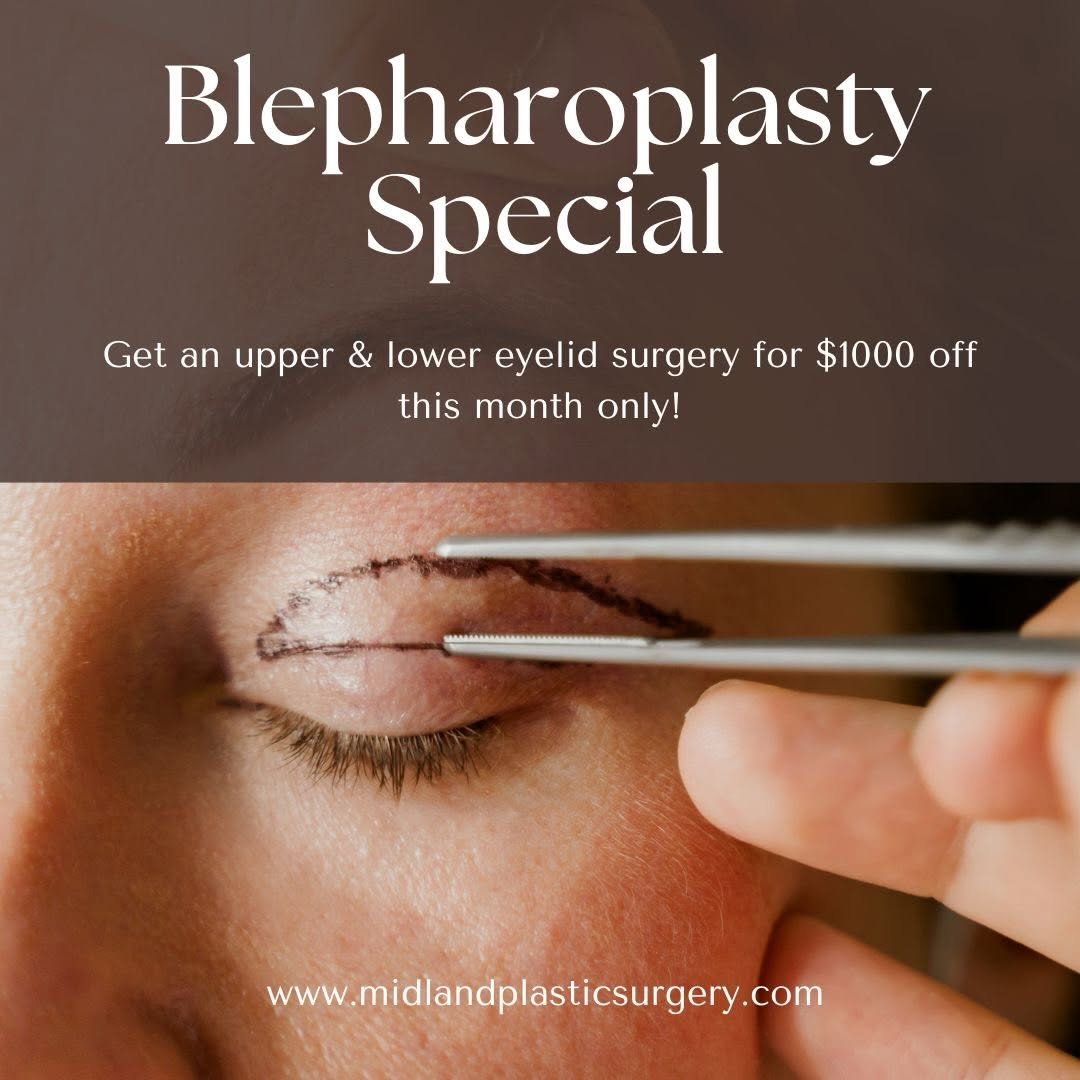 Instagram post by Dr. Kevin Cook: Take advantage of our Blepharoplasty Special—$1,000 OFF upper & lower eyelid surgery this month only! Say goodbye to droopy lids and under-e…