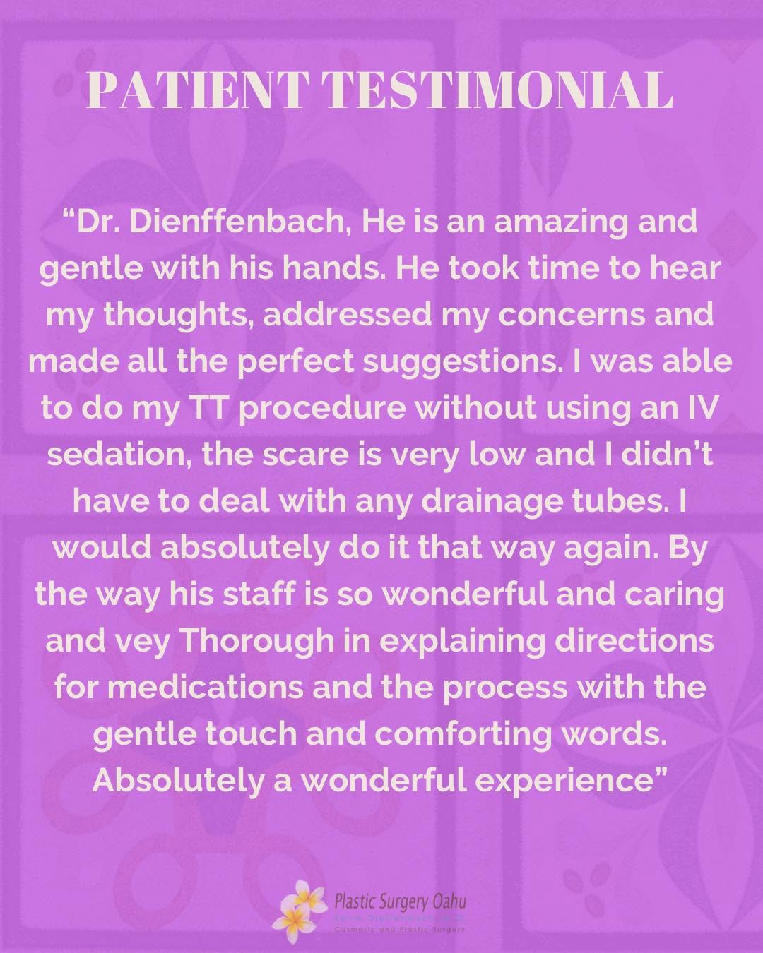 Instagram post by Dr. Kevin Dieffenbach: We are grateful for this wonderful patient review highlighting Dr. Kevin Dieffenbach’s gentle approach, thoughtful recommendations and commi…